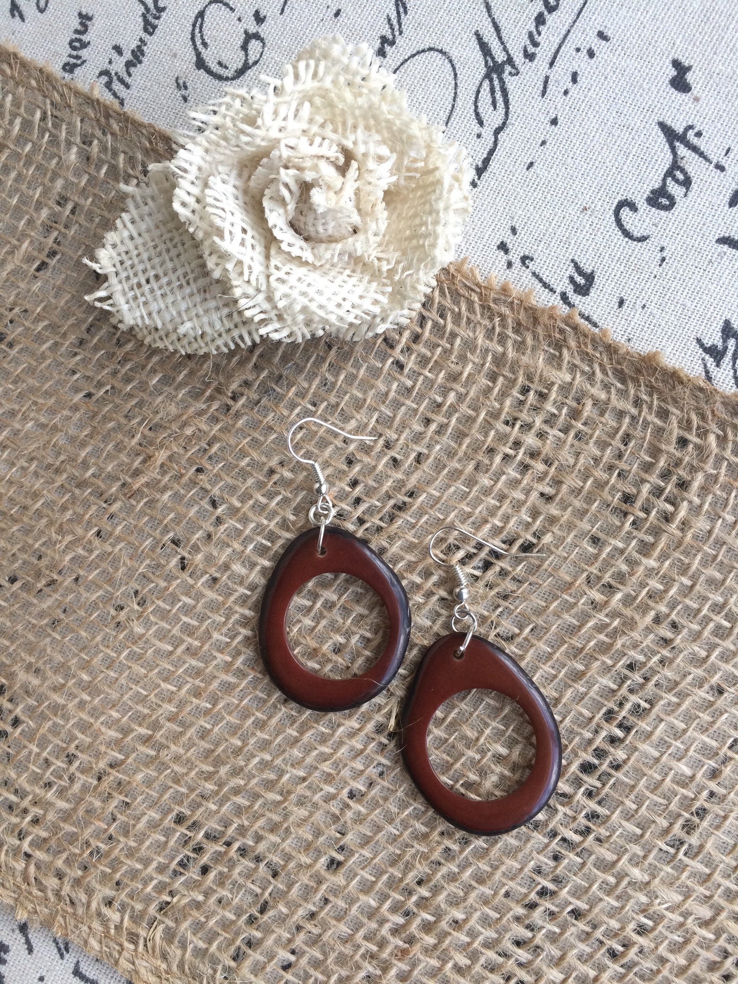 Brown hoop earrings Tagua earrings Dangle statement earrings Huge oversized beads Fall fashion trends Wearable art Hypoallergenic earrings