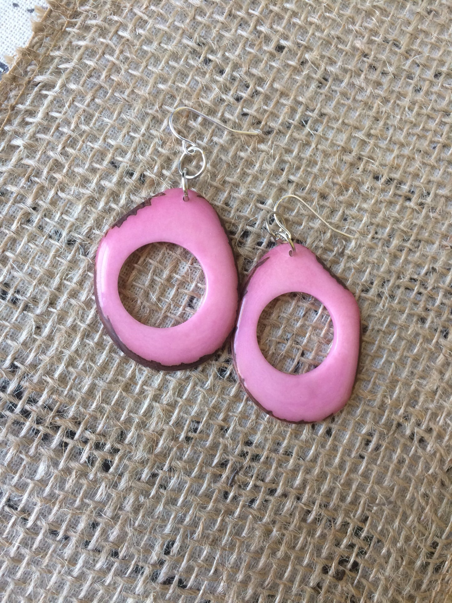 Tagua earrings Pink statement earring Boho earrings Fall fashion Beach trends Handmade in Ecuador Big drop earrings Cruise wear