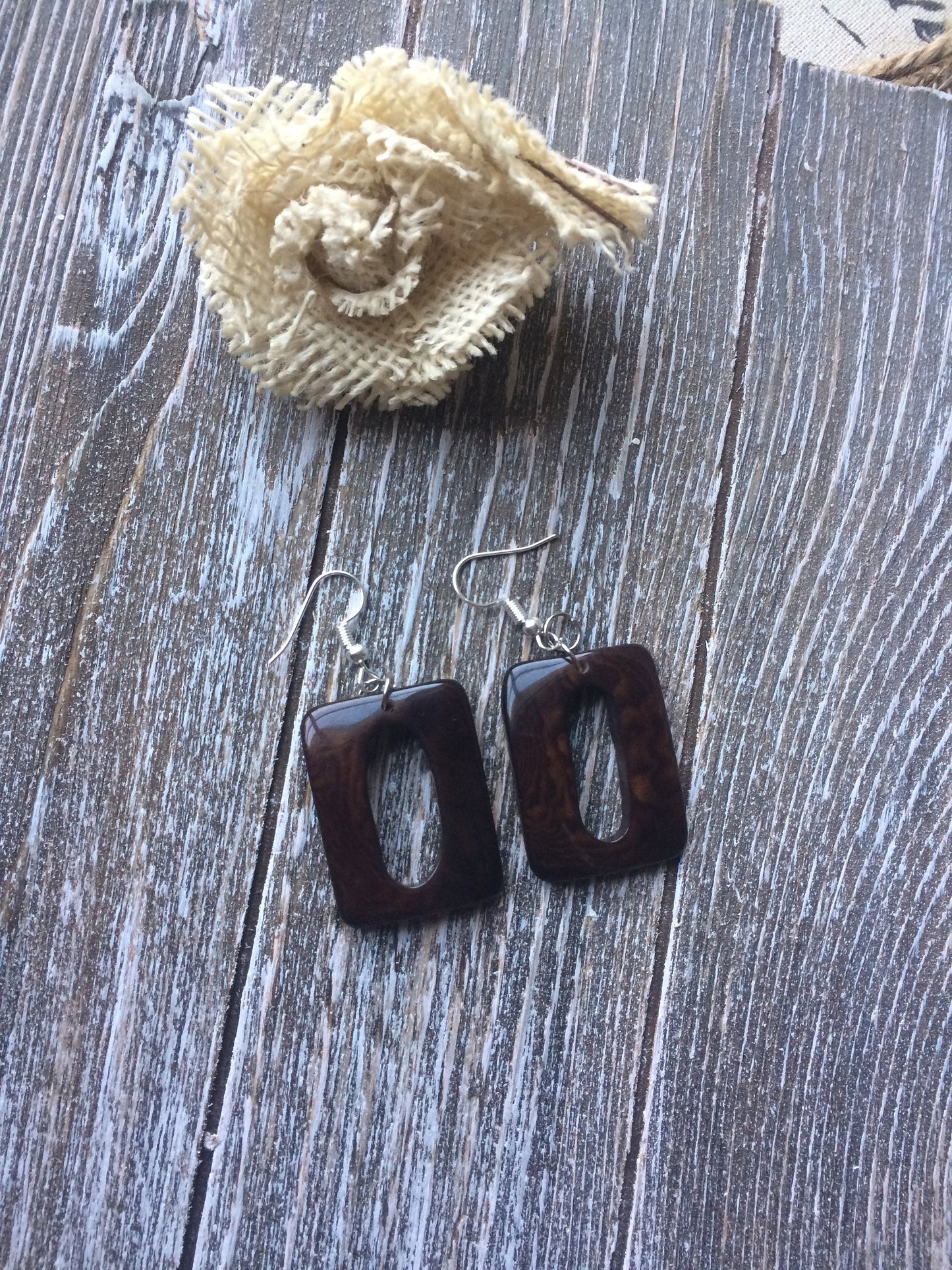 Chocolate brown earrings Geometric earrings Tagua jewelry Wearable art Dangly earrings Organic Hypoallergenic jewelry Fall fashion 2025