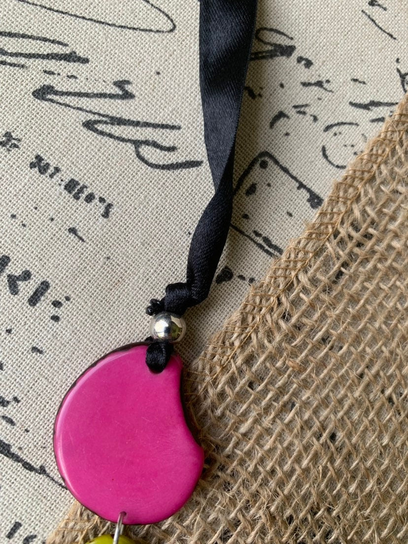 Multi color statement necklace Tagua jewelry Fall fashion Rainbow beaded necklace Wearable art Fashionable gifts Handmade beaded necklace