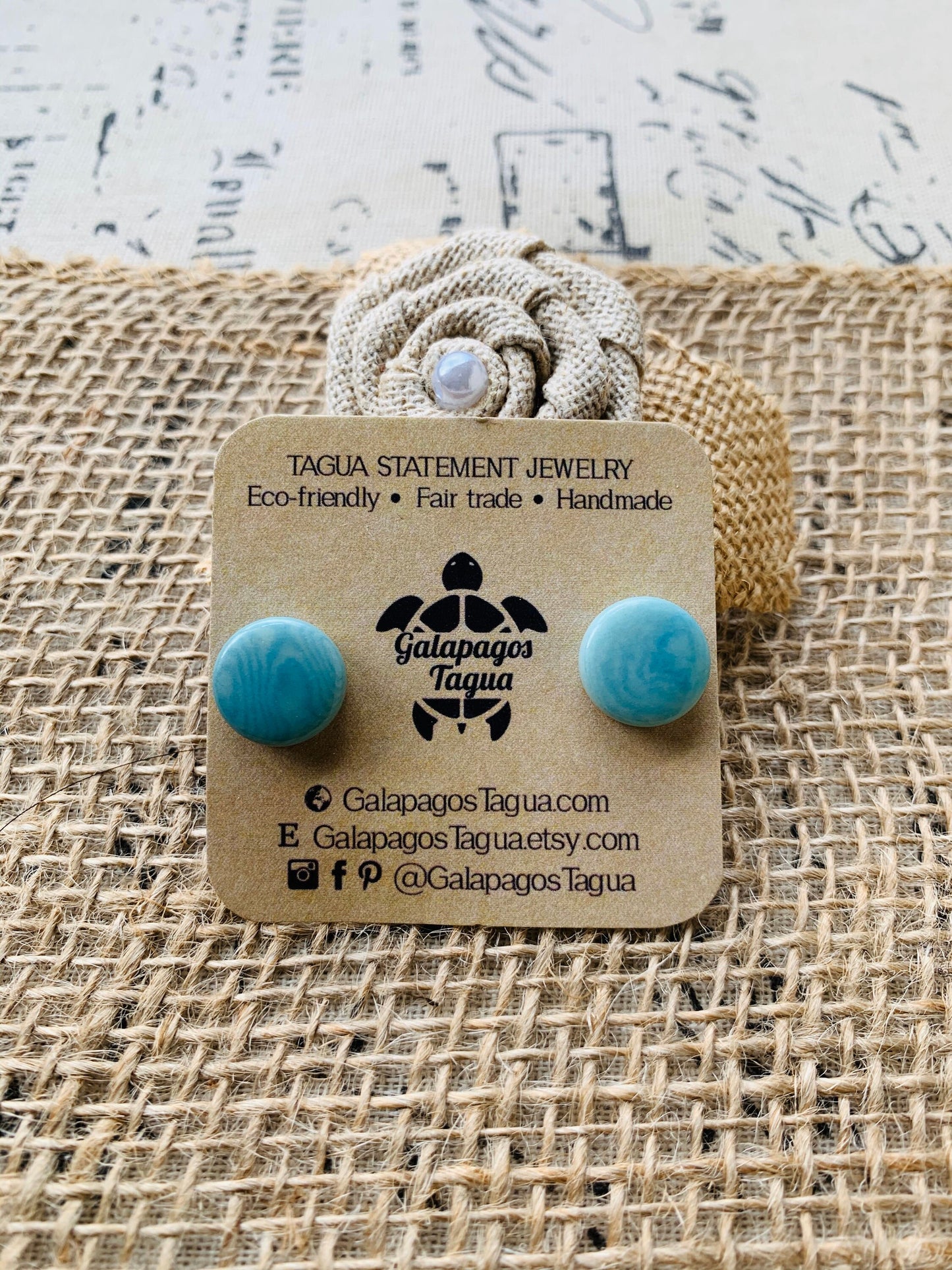 Aqua stud earrings Tagua jewelry Geometric round studs Statement jewellery Fall fashion Small colorful post earrings Cute buttons