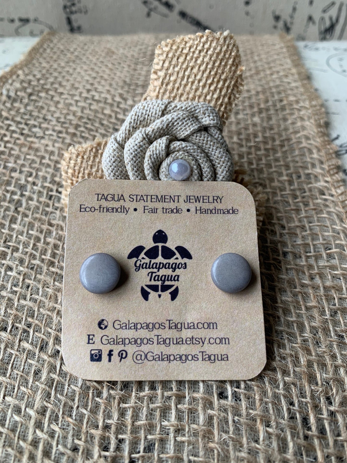 Gray stud earrings Round beaded earrings Tagua jewelry Artsy gifts Post earrings for women Fall fashion Handmade hypoallergenic earrings