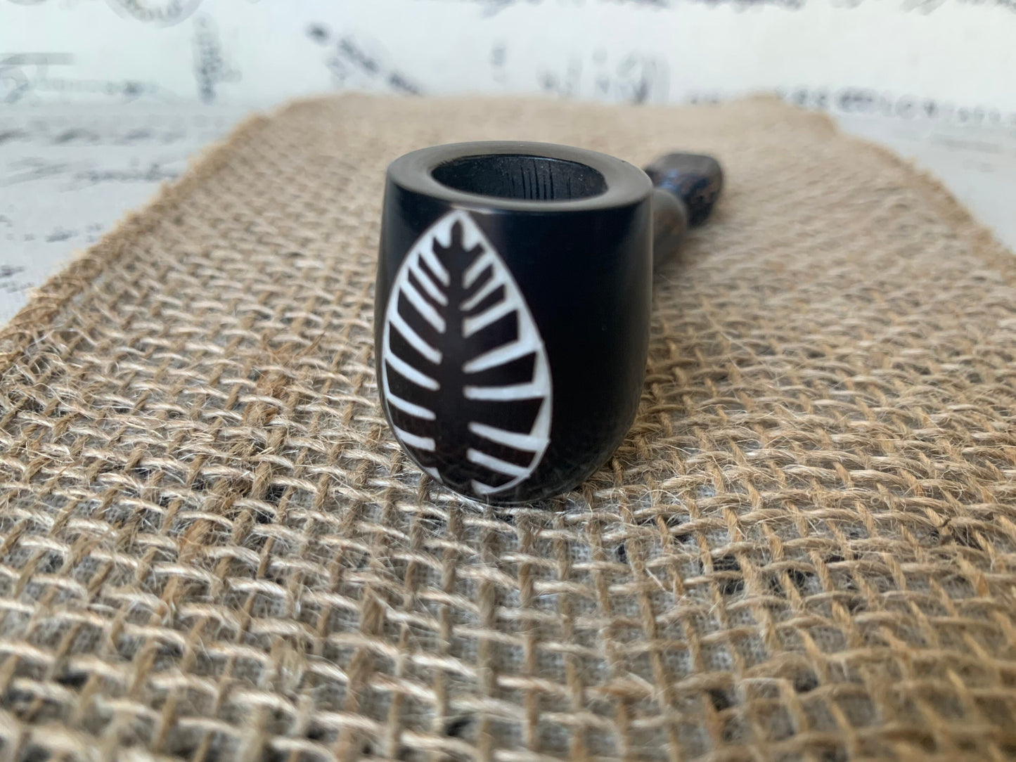 Leaves smoking pipe Handcrafted smoking bowl Tagua and wood Unique tribal hand pipe Shamanic healing tools Chanupa Shrooms Gifts for smokers