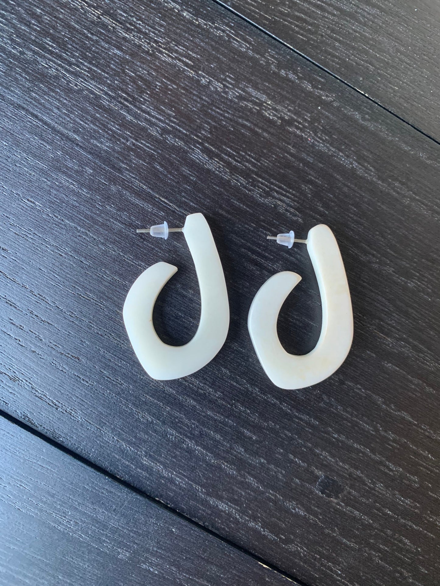 White statement earrings 14 wedding Anniversary gift for wife Tagua laser cut earrings Ivory statement hoop earrings Spring fashion trends
