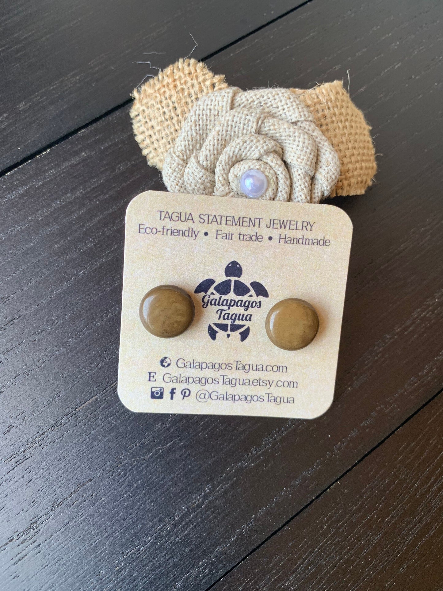 Olive green stud earrings Round beaded earrings Tagua jewelry Geometric post Fall fashion trend Art to wear Cute button earrings