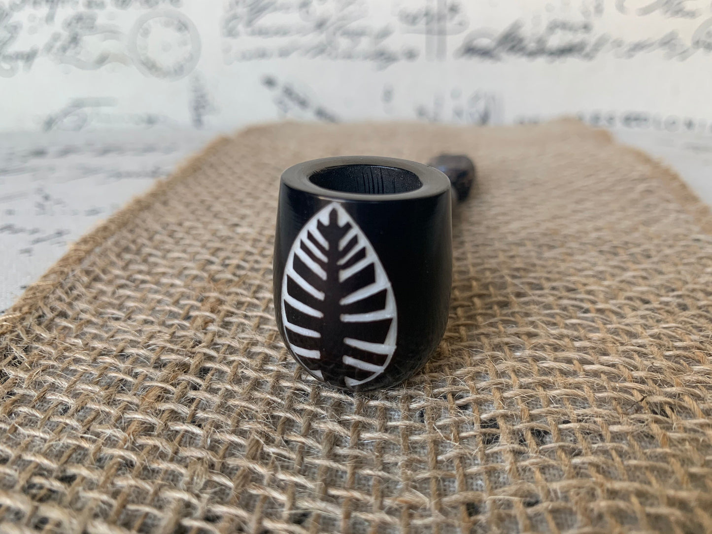 Leaves smoking pipe Handcrafted smoking bowl Tagua and wood Unique tribal hand pipe Shamanic healing tools Chanupa Shrooms Gifts for smokers