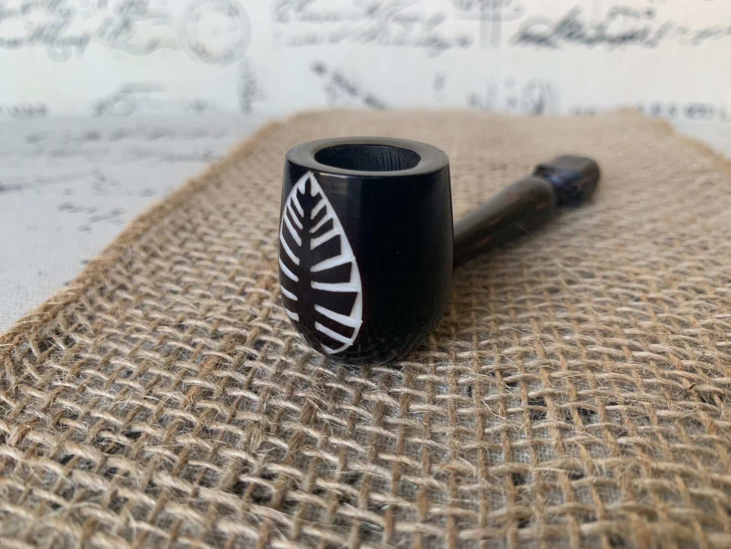 Leaves smoking pipe Handcrafted smoking bowl Tagua and wood Unique tribal hand pipe Shamanic healing tools Chanupa Shrooms Gifts for smokers