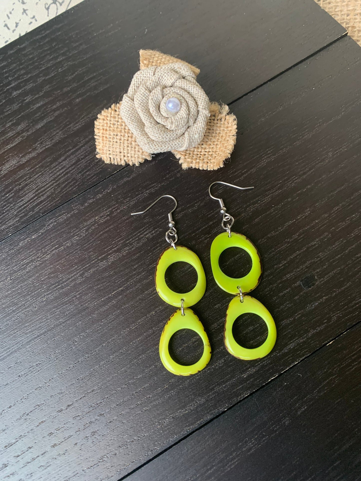 Lemon green extra long dangle earrings Tagua jewelry Statement drops Hypoallergenic and lightweight Mothers day gifts Spring fashion 2025