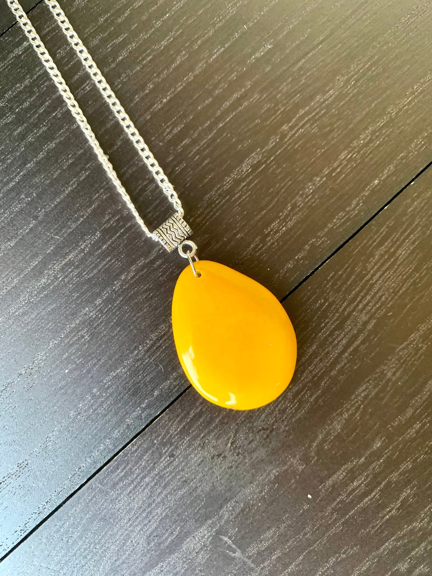 Yellow beaded pendant NO chain Tagua jewelry Fashionable gifts Fall fashions 2025 trends Artsy gifts Wearable art Gift ideas Boho style