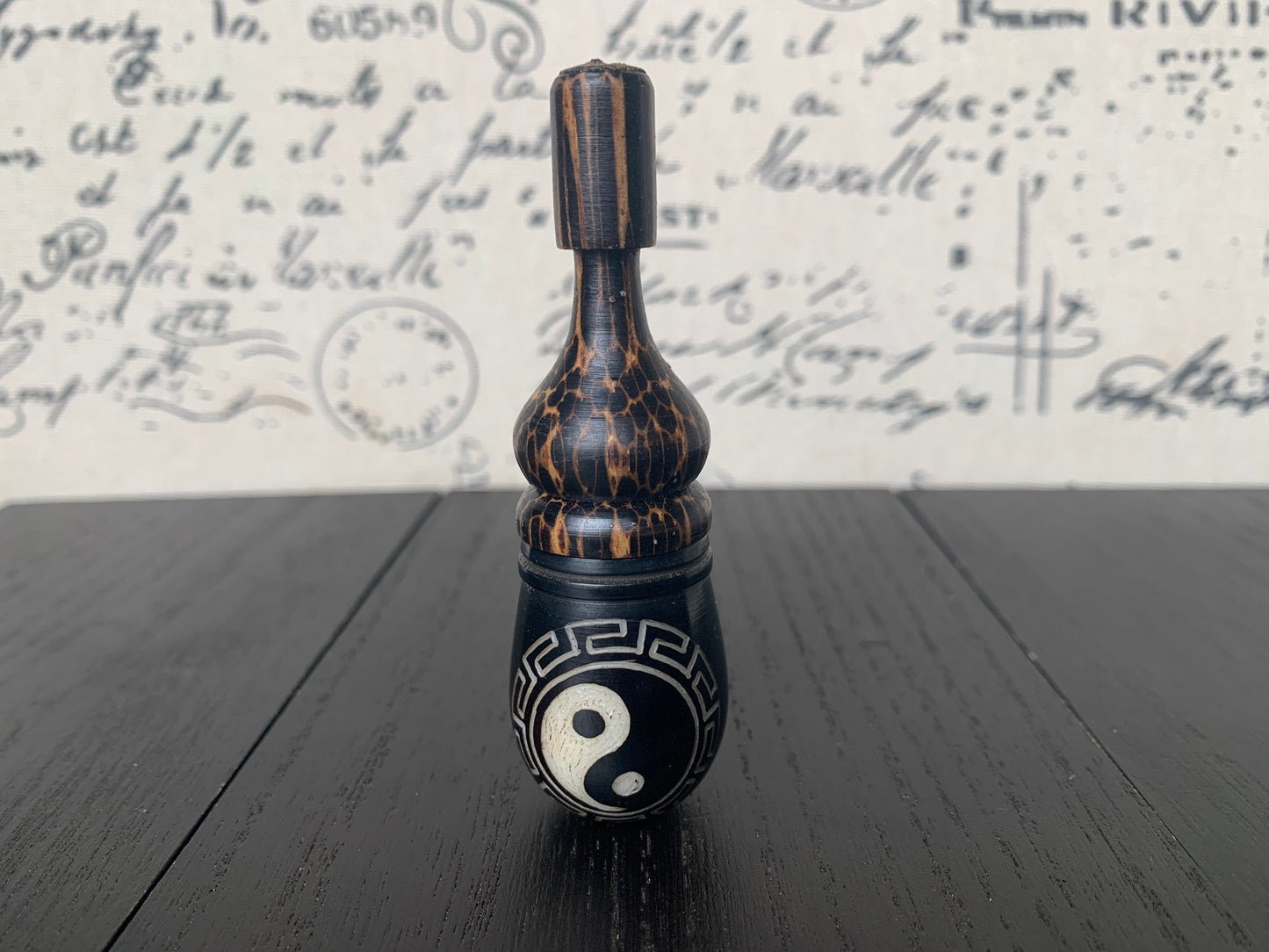 Yin Yang smoking pipe Handmade tagua nut and wood pocket pipe One of a kind tribal hand pipe Natural Organic Gift for smokers Eco friendly