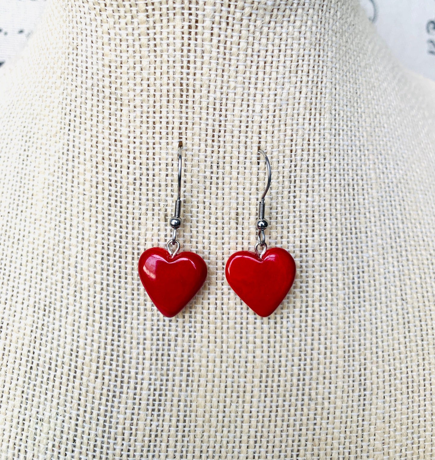 Red dangle earrings Heart shape earrings Mothers day gifts Spring fashion 2025 Tagua jewelry Anniversary gift for her Wearable art For beach