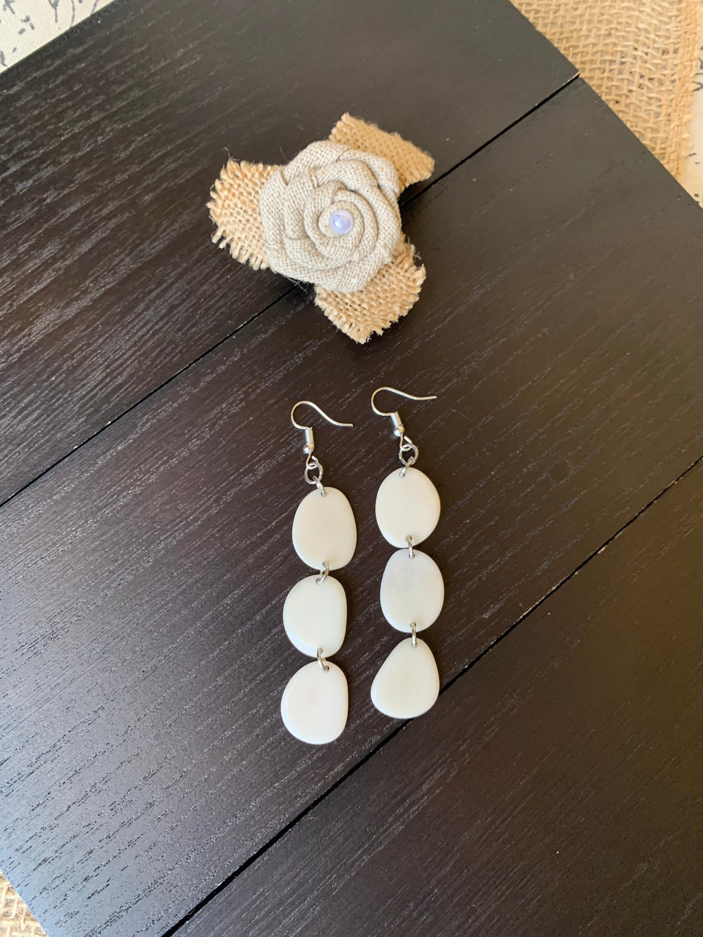 White earrings dangle Extra long tagua earrings Mothers day gifts Statement drops Boho mod style Spring fashion 2025 Waterfall earrings