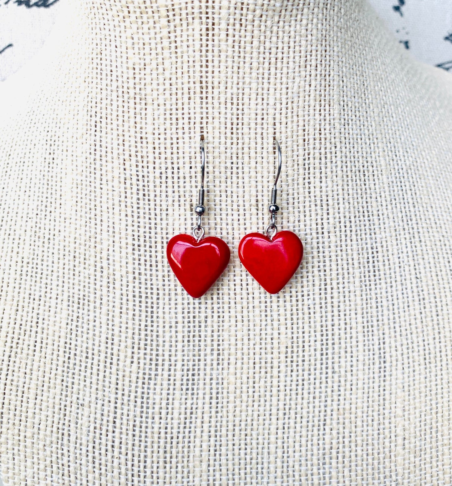 Red dangle earrings Heart shape earrings Mothers day gifts Spring fashion 2025 Tagua jewelry Anniversary gift for her Wearable art For beach