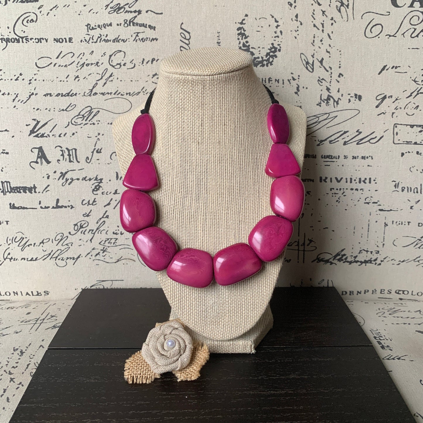 Magenta necklace Tagua nut jewelry Wearable art Mothers day gifts Statement bead necklace Chunky necklaces for women Big bold necklace