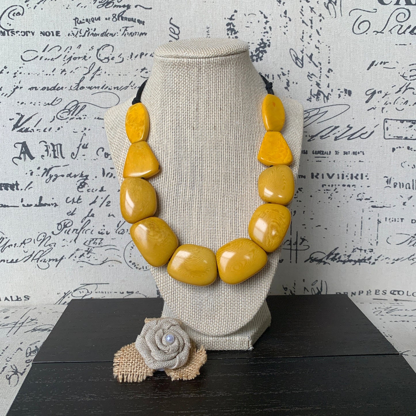 Yellow beads necklace Tagua jewelry Spring fashion 2025 Art to wear Big bead necklace women Mothers day gift Chunky necklace Adjustable cord