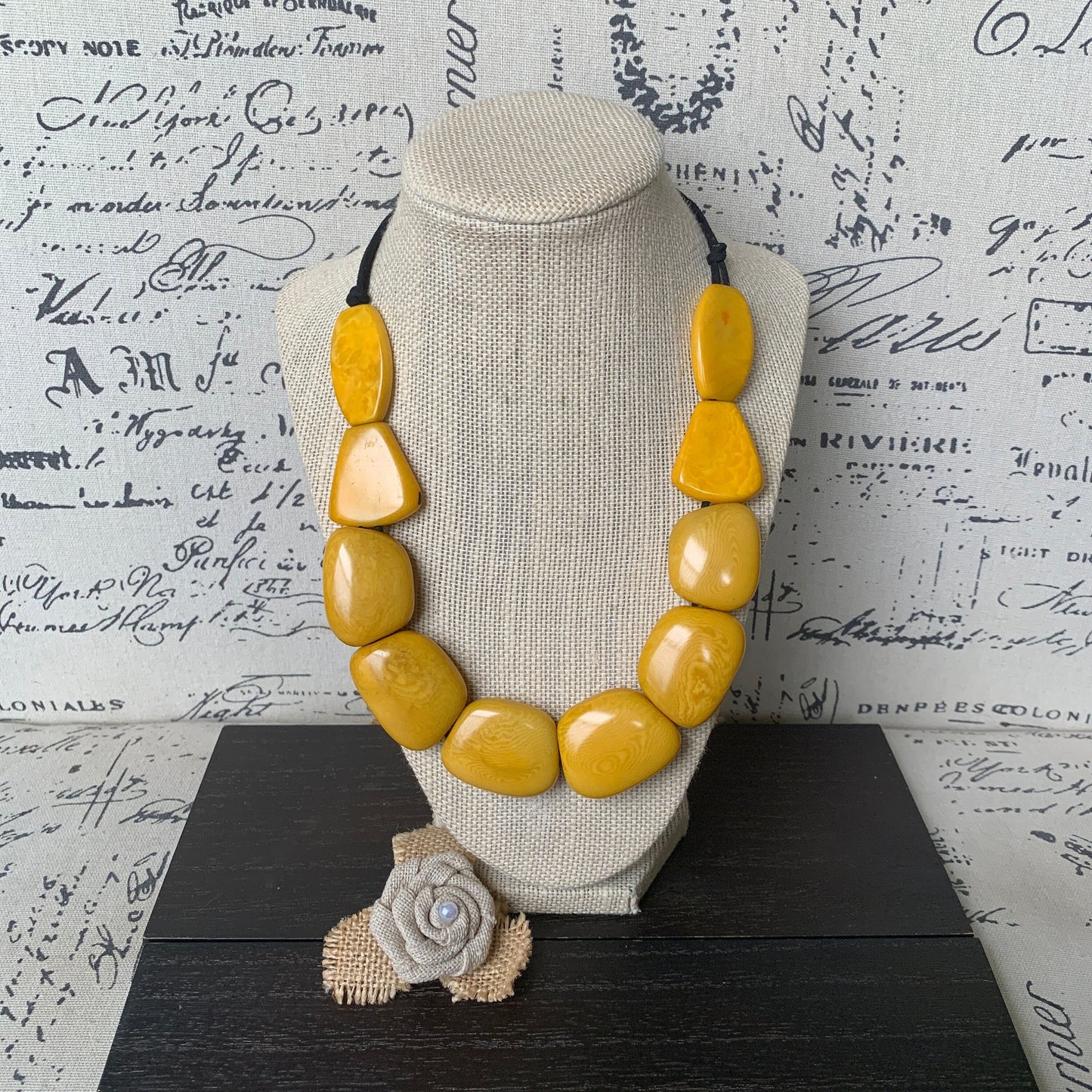 Yellow beads necklace Tagua jewelry Spring fashion 2025 Art to wear Big bead necklace women Mothers day gift Chunky necklace Adjustable cord