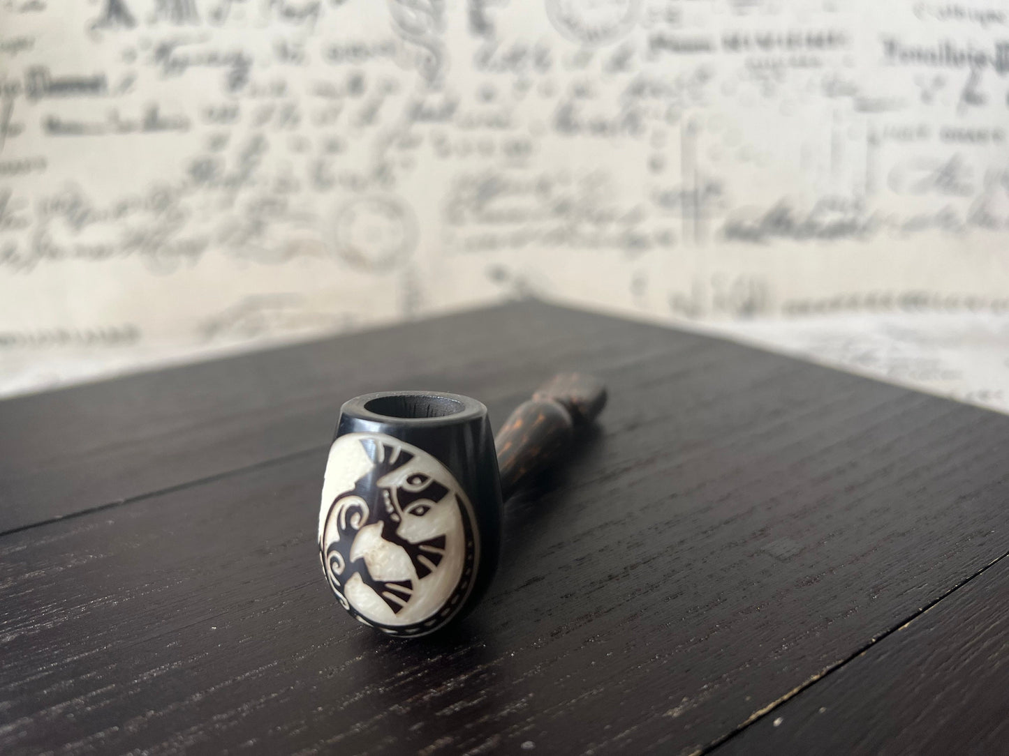 Iguana smoking pipe Handcrafted smoking pipe Handmade tagua and wood One of a kind tribal hand pipe Ceremonial ritual Reptile pocket pipe