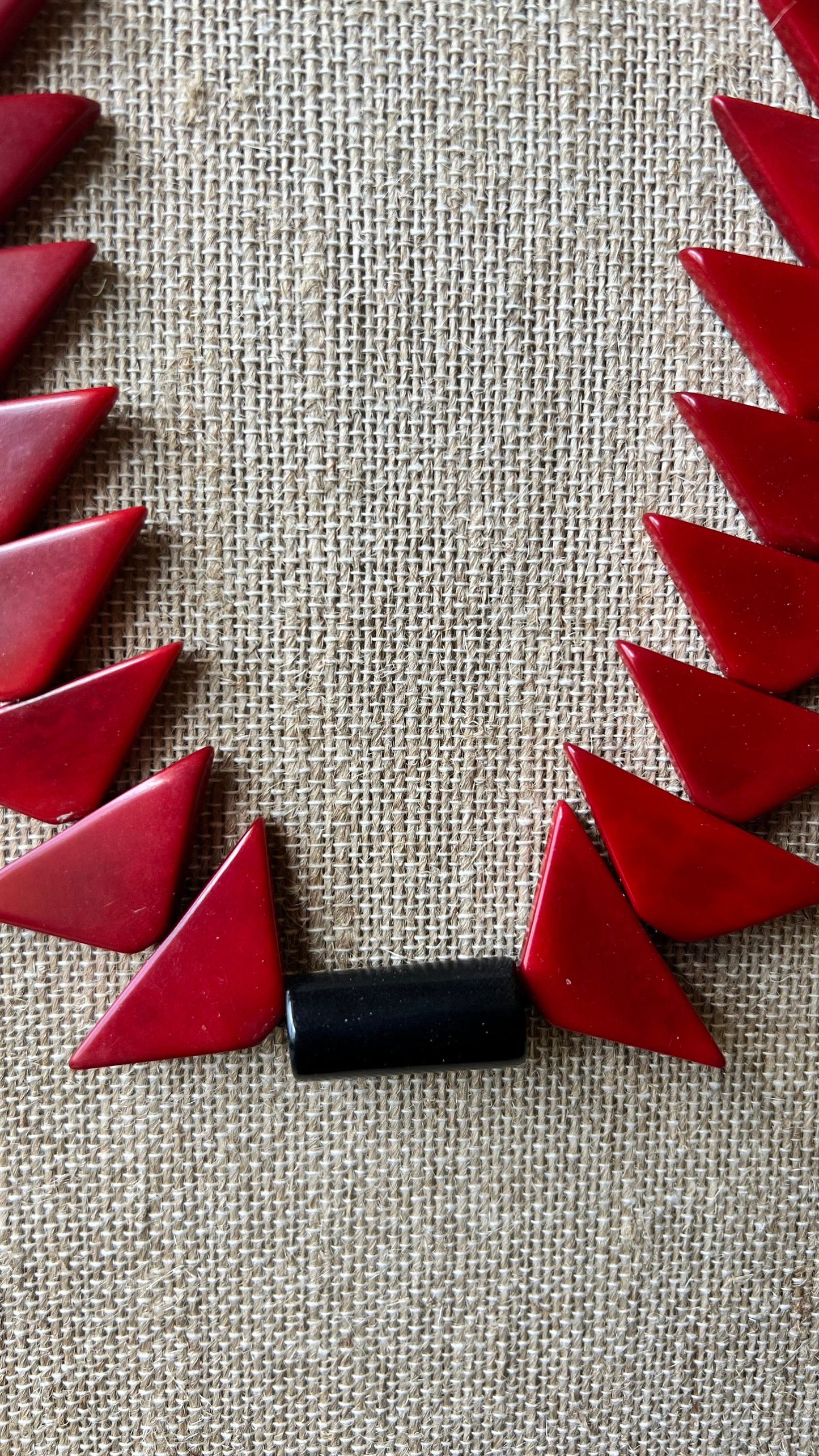 Red triangle necklace Mothers day gift Tagua necklace Adjustable cord Wearable art Statement beaded necklace Fashionable gifts Organic