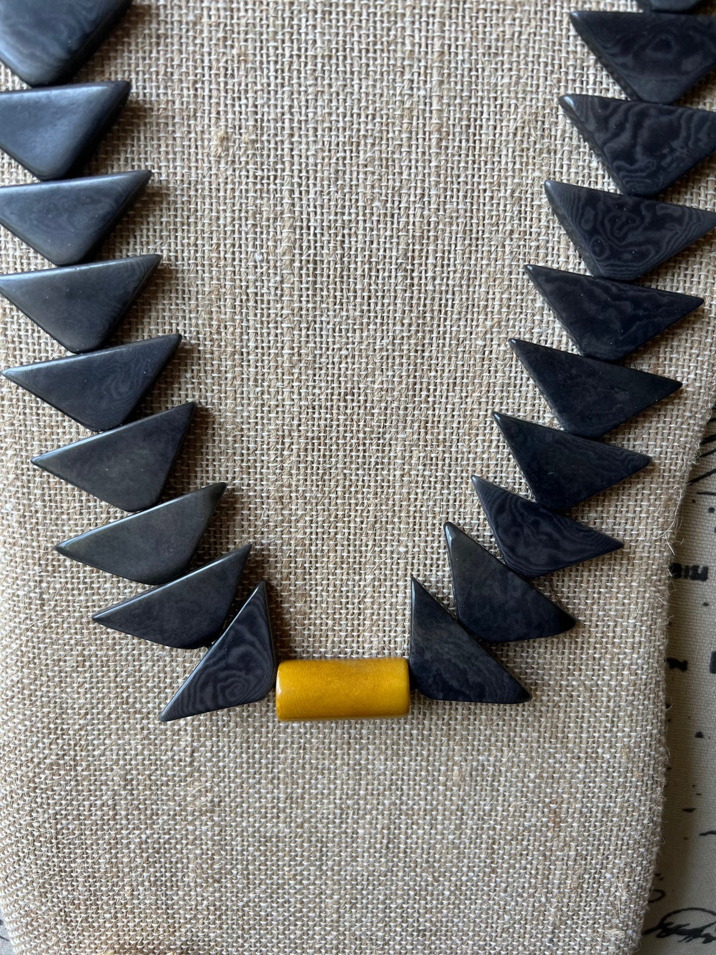 Gray bead necklace Tagua necklace Wearable art Lightweight necklace Adjustable cord Mothers day gift Statement handmade necklace Art to wear