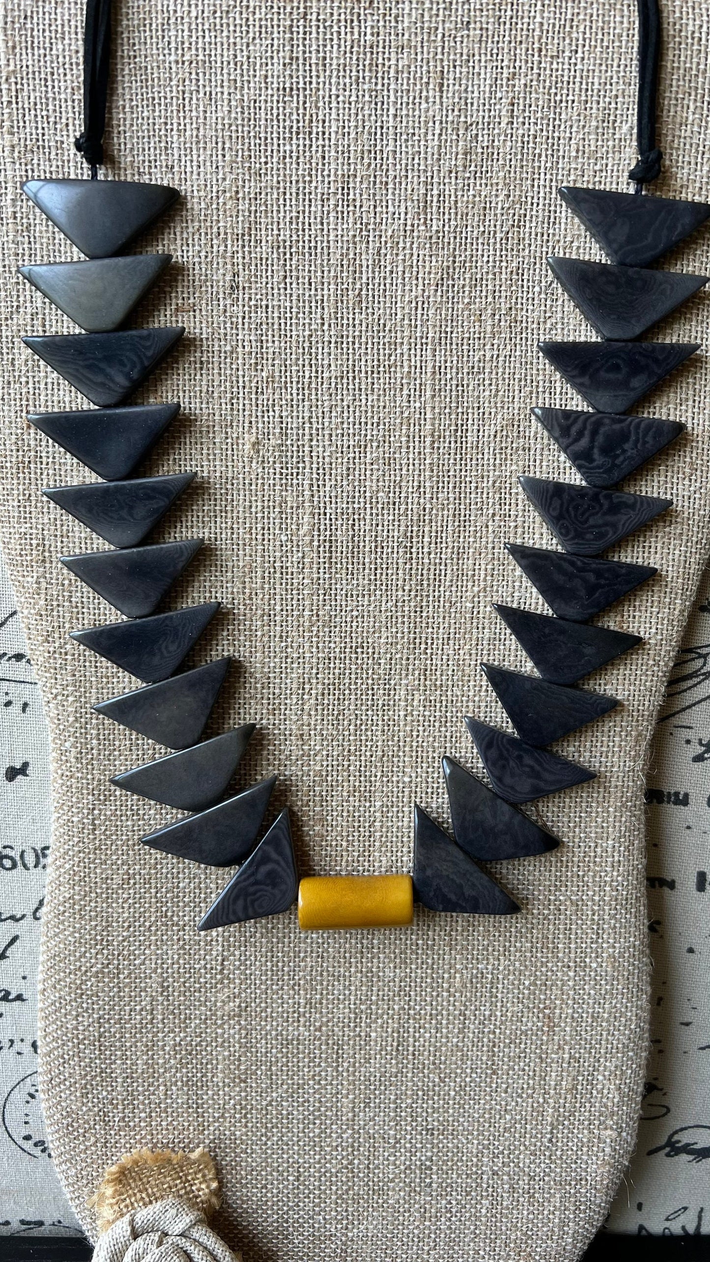 Gray bead necklace Tagua necklace Wearable art Lightweight necklace Adjustable cord Mothers day gift Statement handmade necklace Art to wear