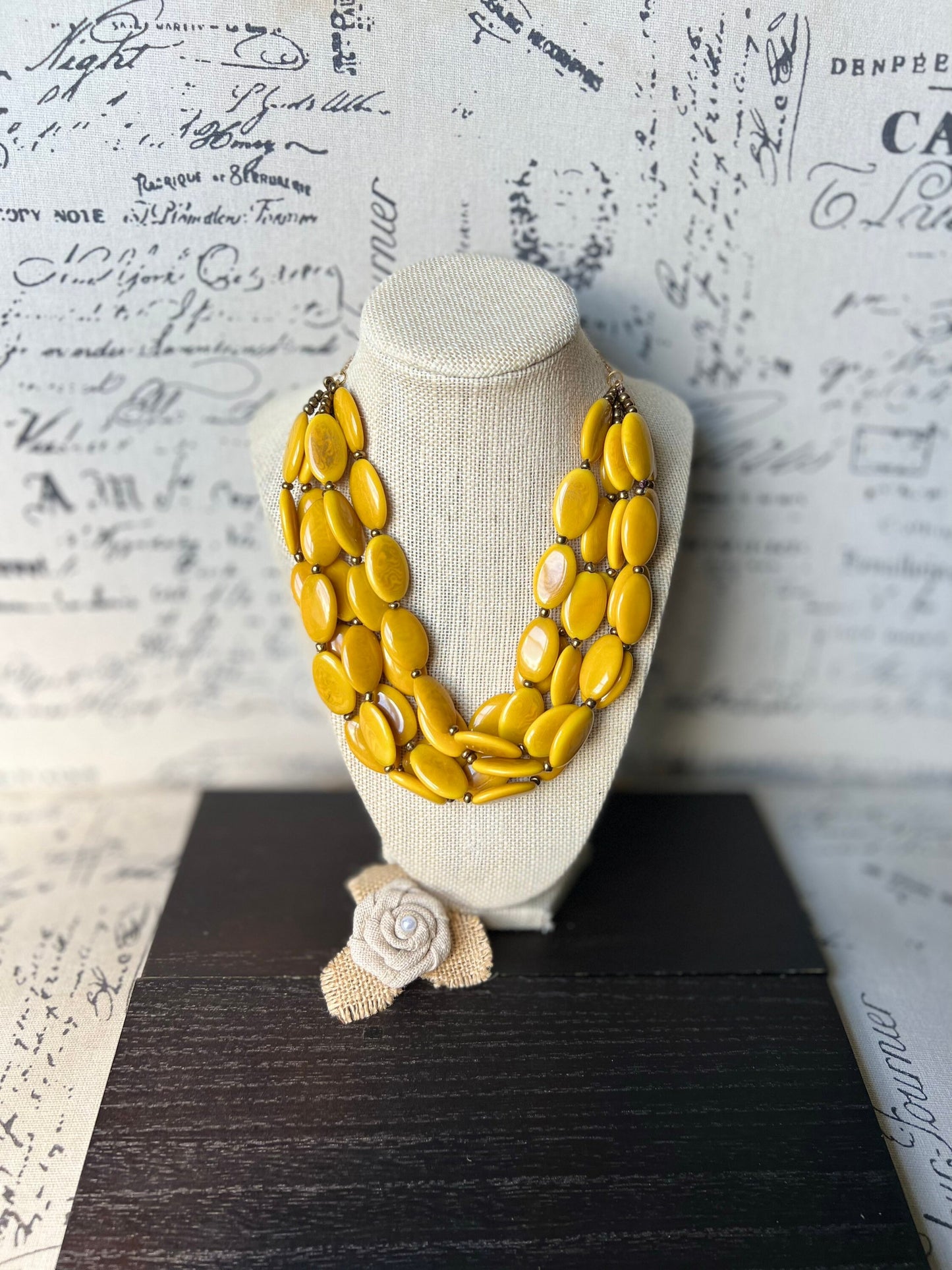 Yellow beaded necklace Statement handmade necklaces for women Tagua jewelry Wearable art Fall fashion 2025s Multi layer necklace Art to wear