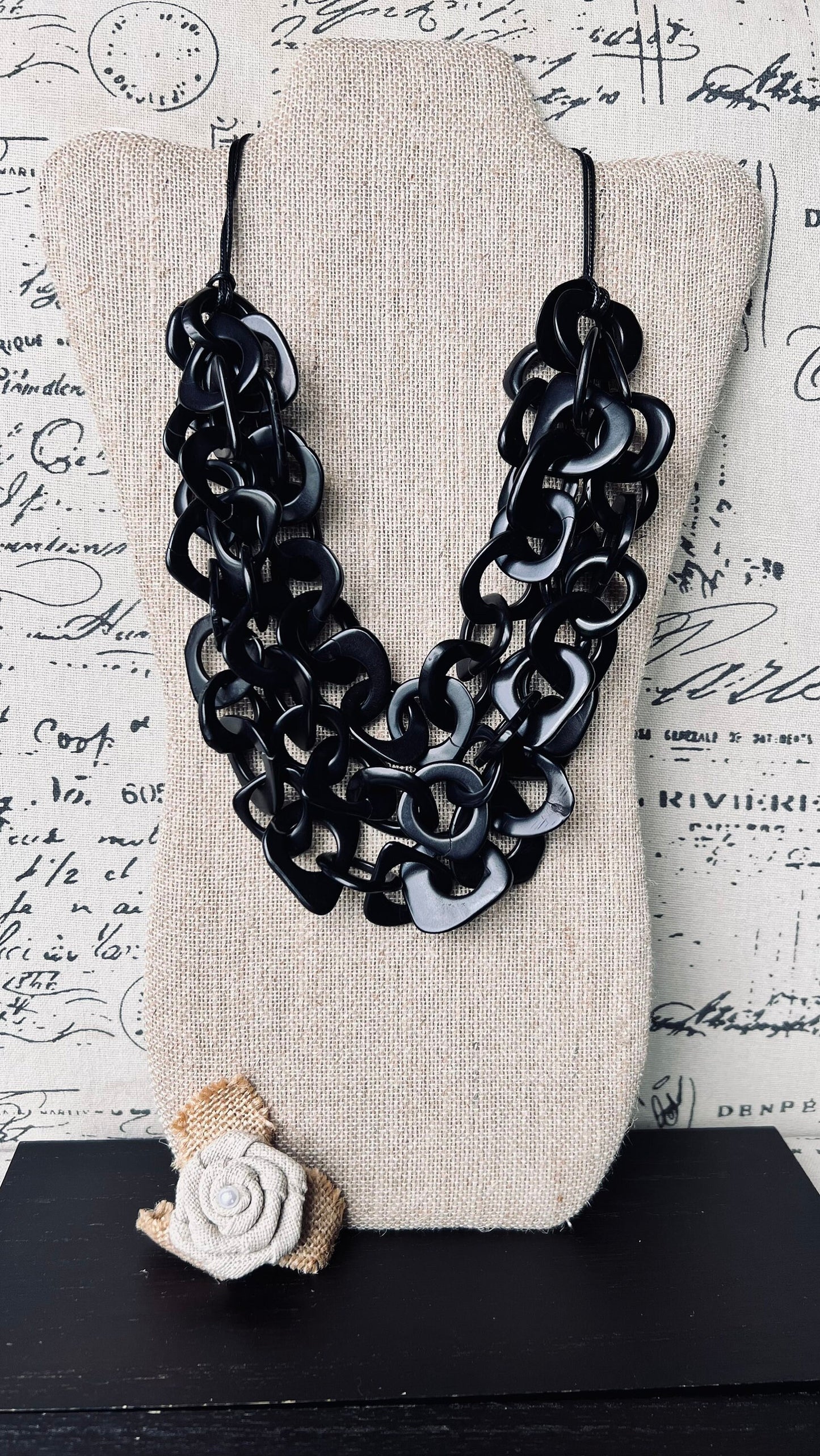 Black statement necklace Tagua nut jewelry Adjustable cord Big bold necklaces Spring fashion Wearable art Mothers day gifts Art to wear