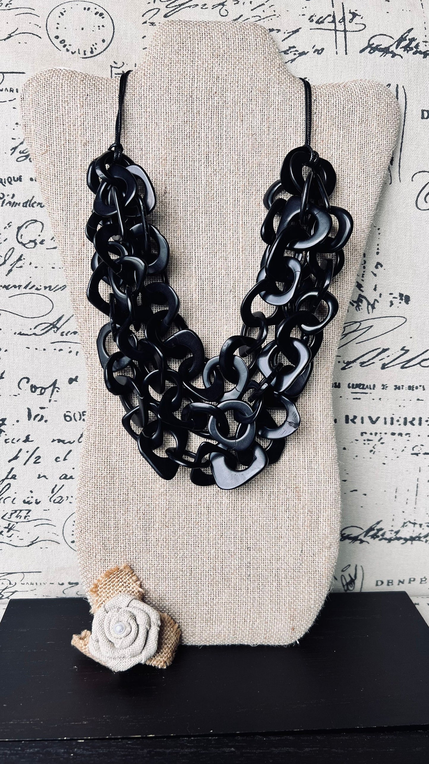 Black statement necklace Tagua nut jewelry Adjustable cord Big bold necklaces Fall fashion Wearable art Art to wear Big scarf necklace