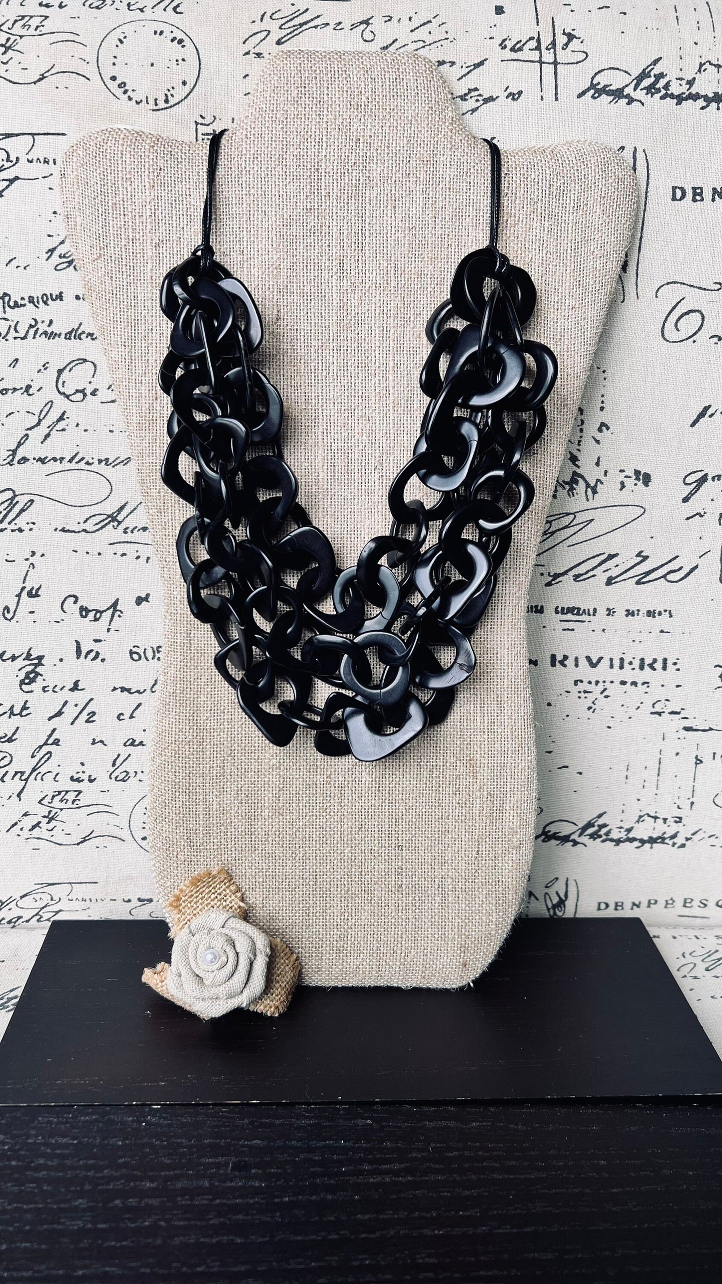 Black statement necklace Tagua nut jewelry Adjustable cord Big bold necklaces Spring fashion Wearable art Mothers day gifts Art to wear