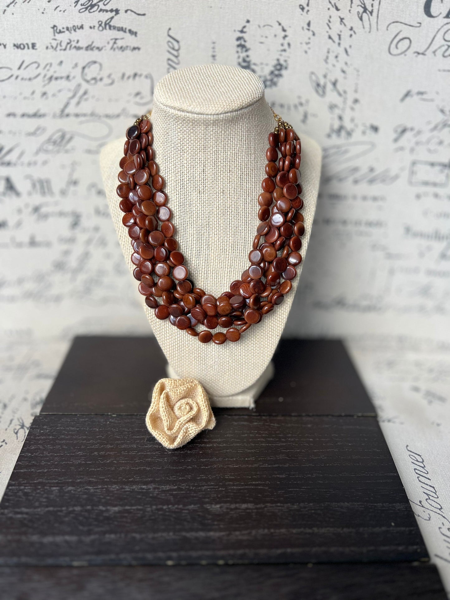 Brown Tagua Nut Bib Necklace, Chunky Eco-Friendly Jewelry, Multi layer bib, Art to wear
