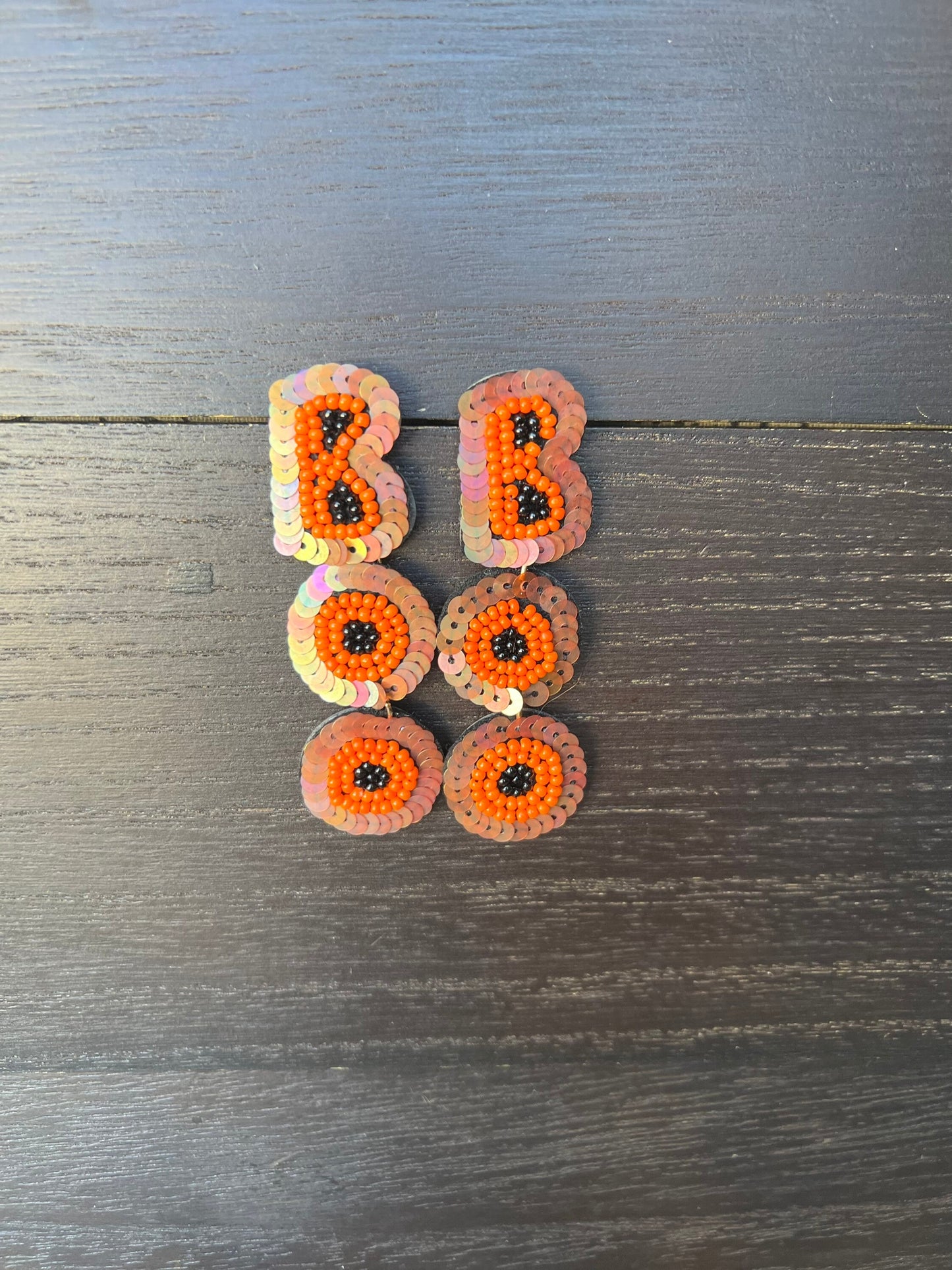 Boo seed bead earrings Halloween jewelry for women Seed bead drop earrings Fall fashion trend Orange long lightweight dangles