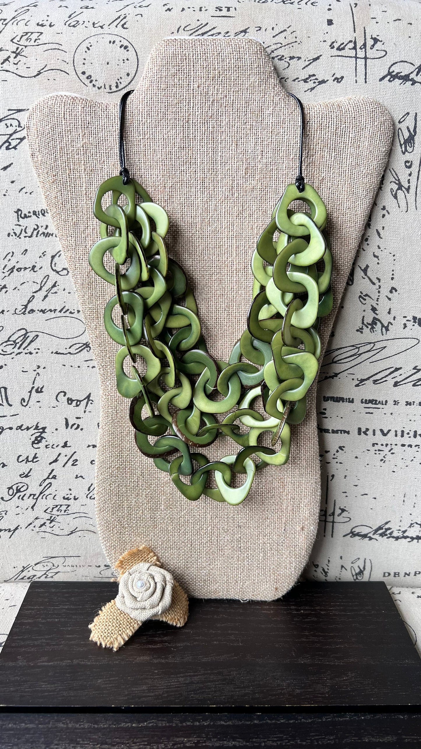 Olive green beaded necklace Tagua jewelry Mothers day gifts for mom Adjustable collar Big bold chunky necklaces Beach fashion trends