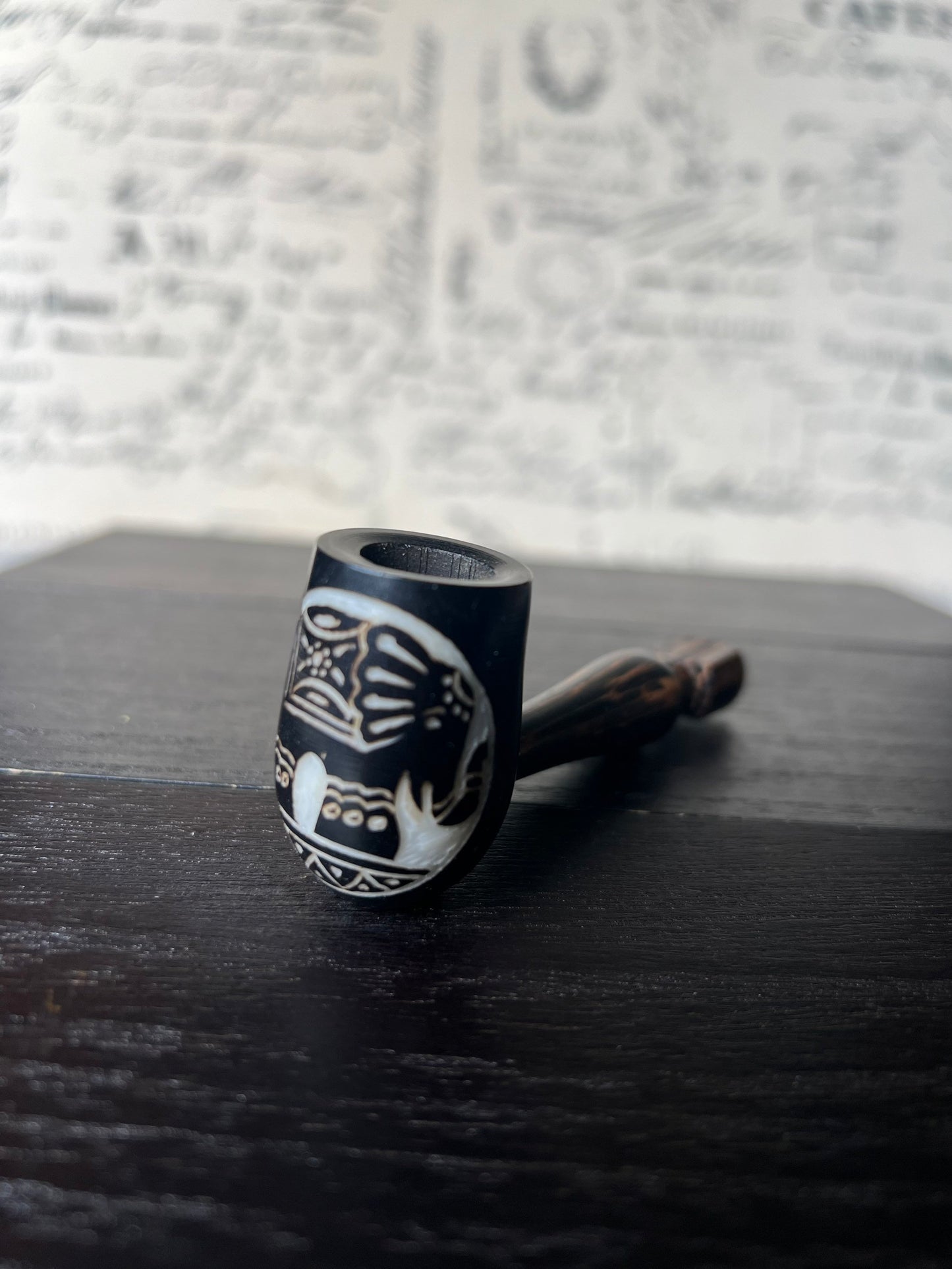 Elephant smoking pipe Handcrafted smoking bowl Tagua nut Unique tribal hand pipe Shamanic healing tool Hippie style animal pipe Secret Santa