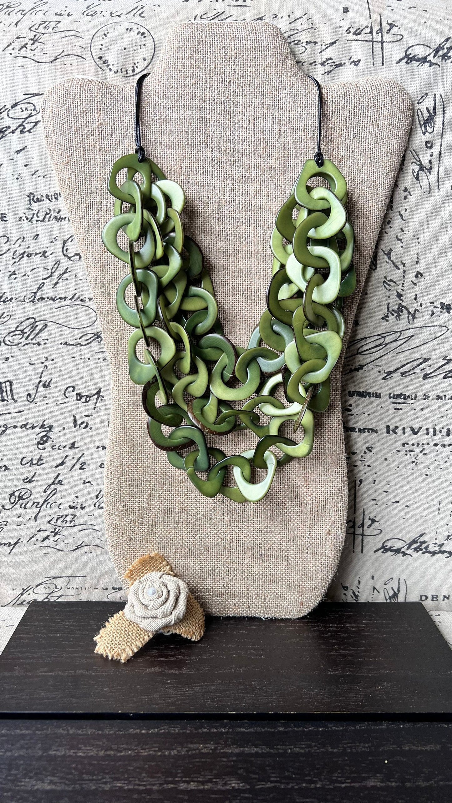 Olive green beaded necklace Tagua jewelry Mothers day gifts for mom Adjustable collar Big bold chunky necklaces Beach fashion trends