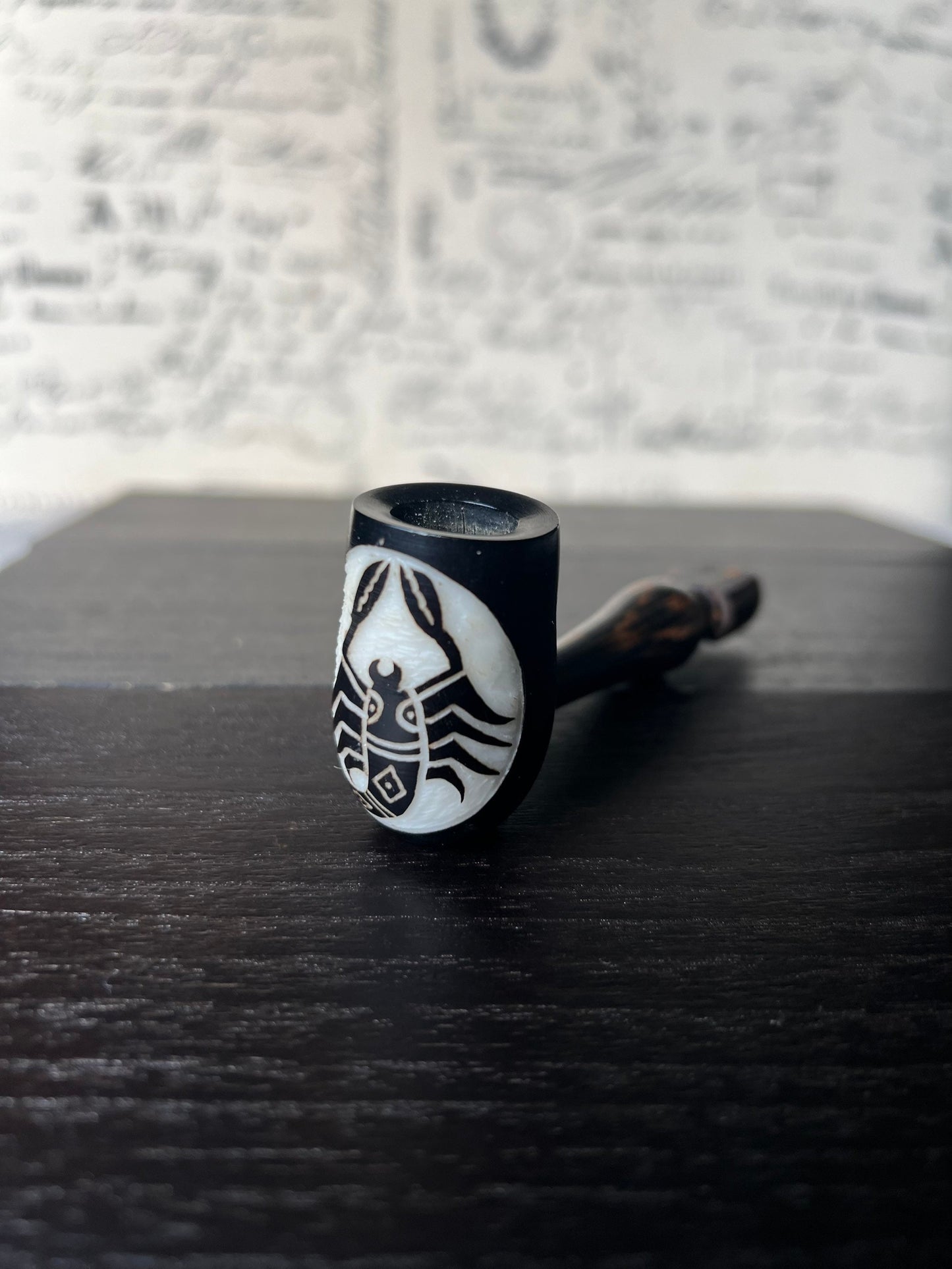 Scorpio Zodiac Astrology Tobacco Pipe for Smoking Handcrafted smoking bowl Tagua Unique tribal hand pipe Shamanic healing tools Hippie style