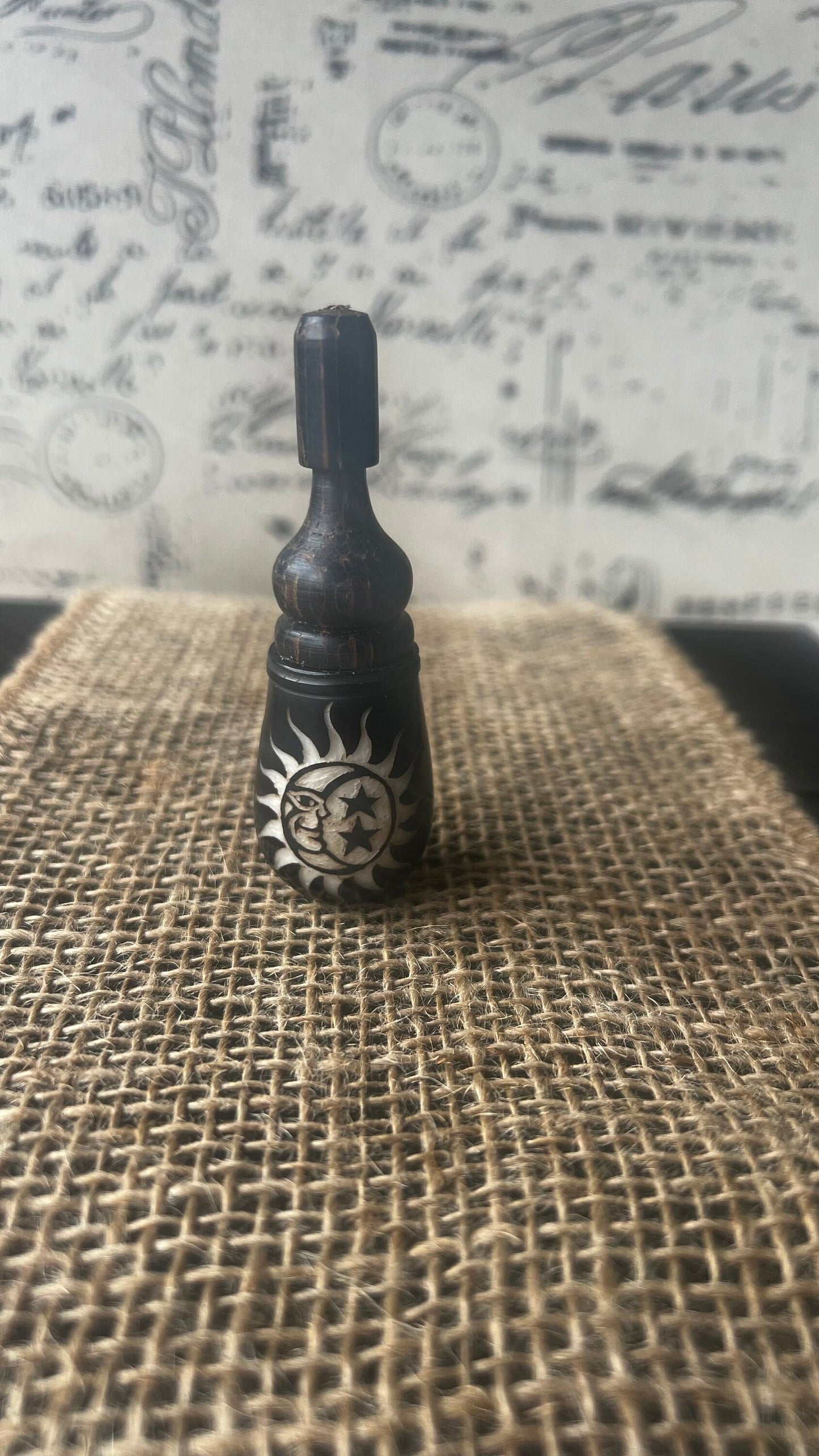 Sun moon stars smoking pipe Handmade tagua nut and wood pocket pipe One of a kind tribal hand pipe Natural Organic Gift for smokers