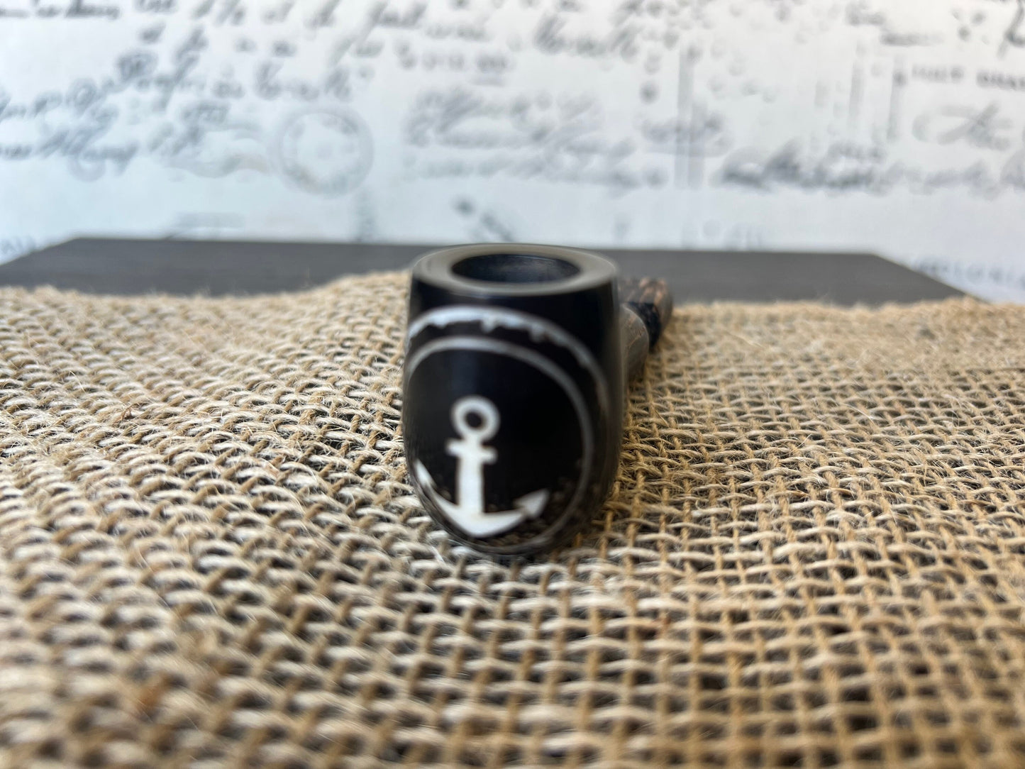 Anchor smoking pipe Handcrafted smoking bowl Marines gift Handmade tagua nut and wood One of a kind tribal hand pipe Ceremonial ritual