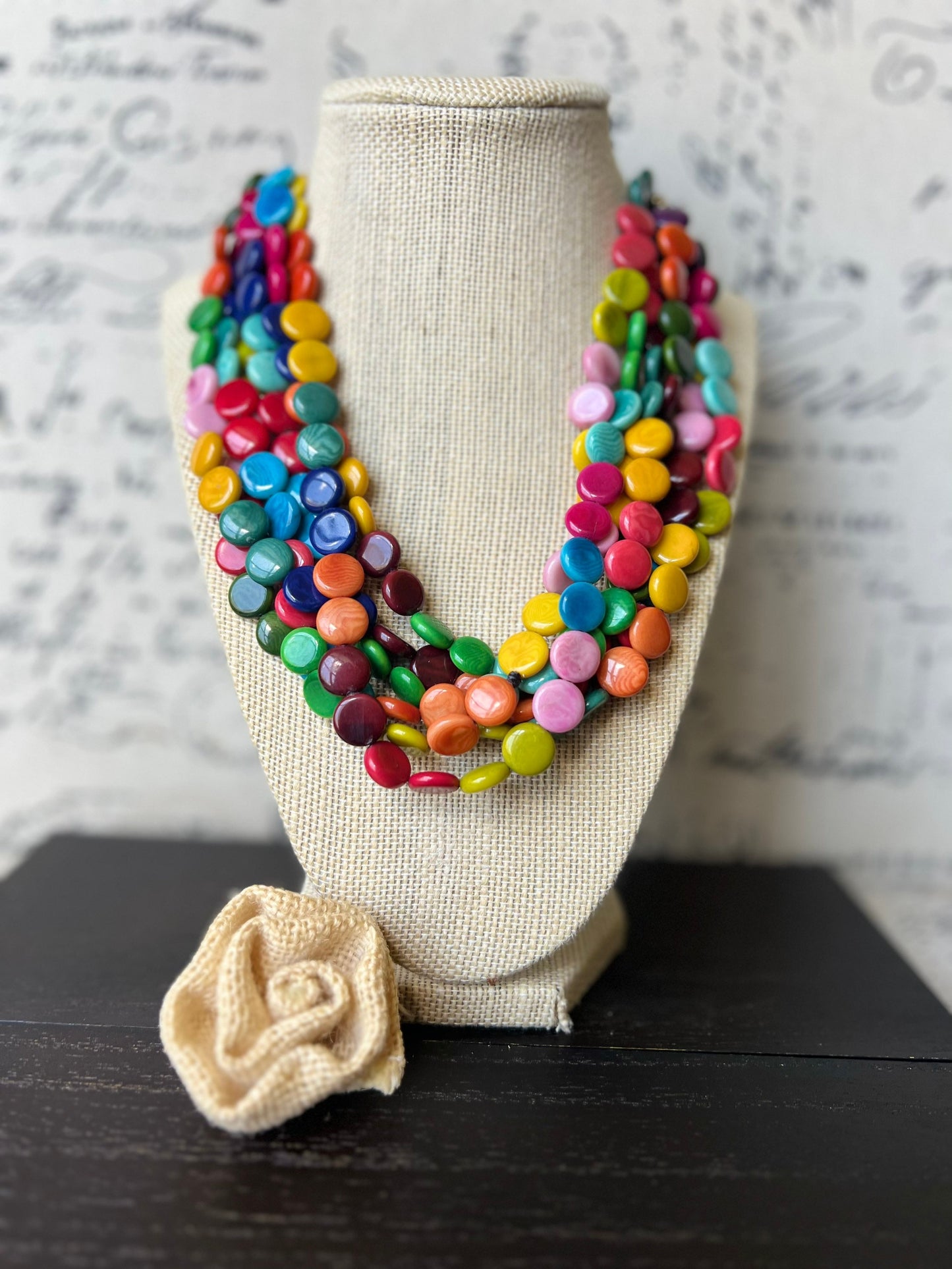 Rainbow Tagua necklace Big bold chunky necklace Lightweight adjustable beaded necklace Mother's day gifts for wife Summer fashion trends