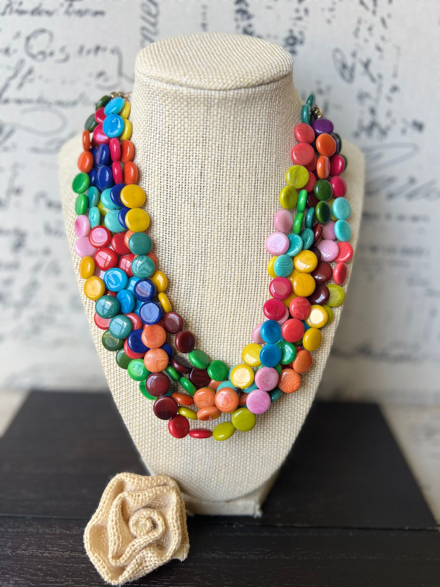 Rainbow Tagua necklace Big bold chunky necklace Lightweight adjustable beaded necklace Mother's day gifts for wife Summer fashion trends