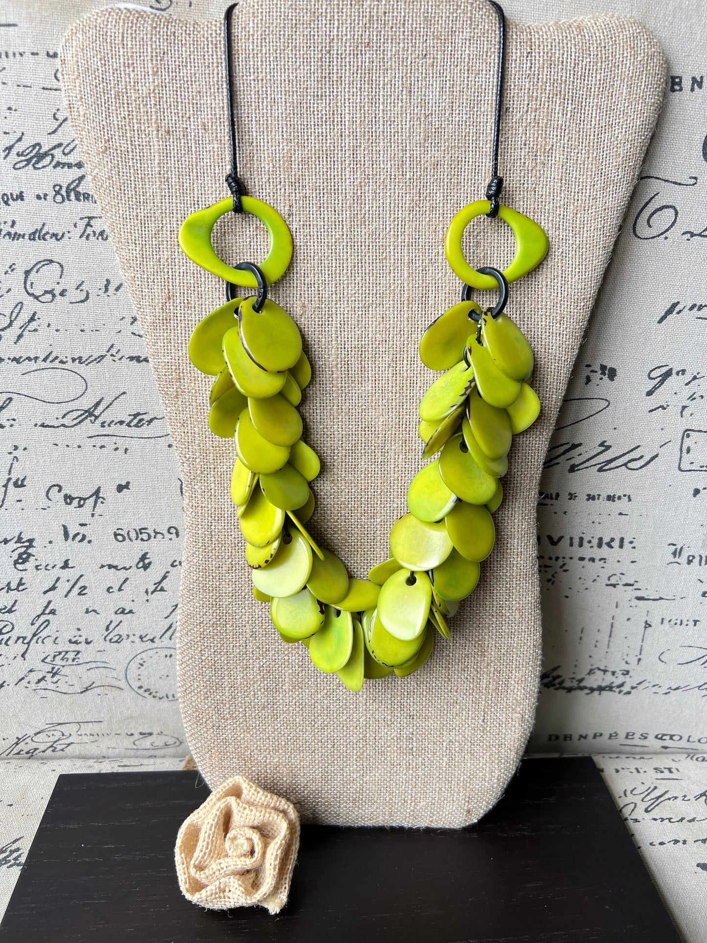 Green necklace for woman Tagua necklace Artsy necklaces Spring fashion trends Statement necklace for women chunky Mothers day gifts