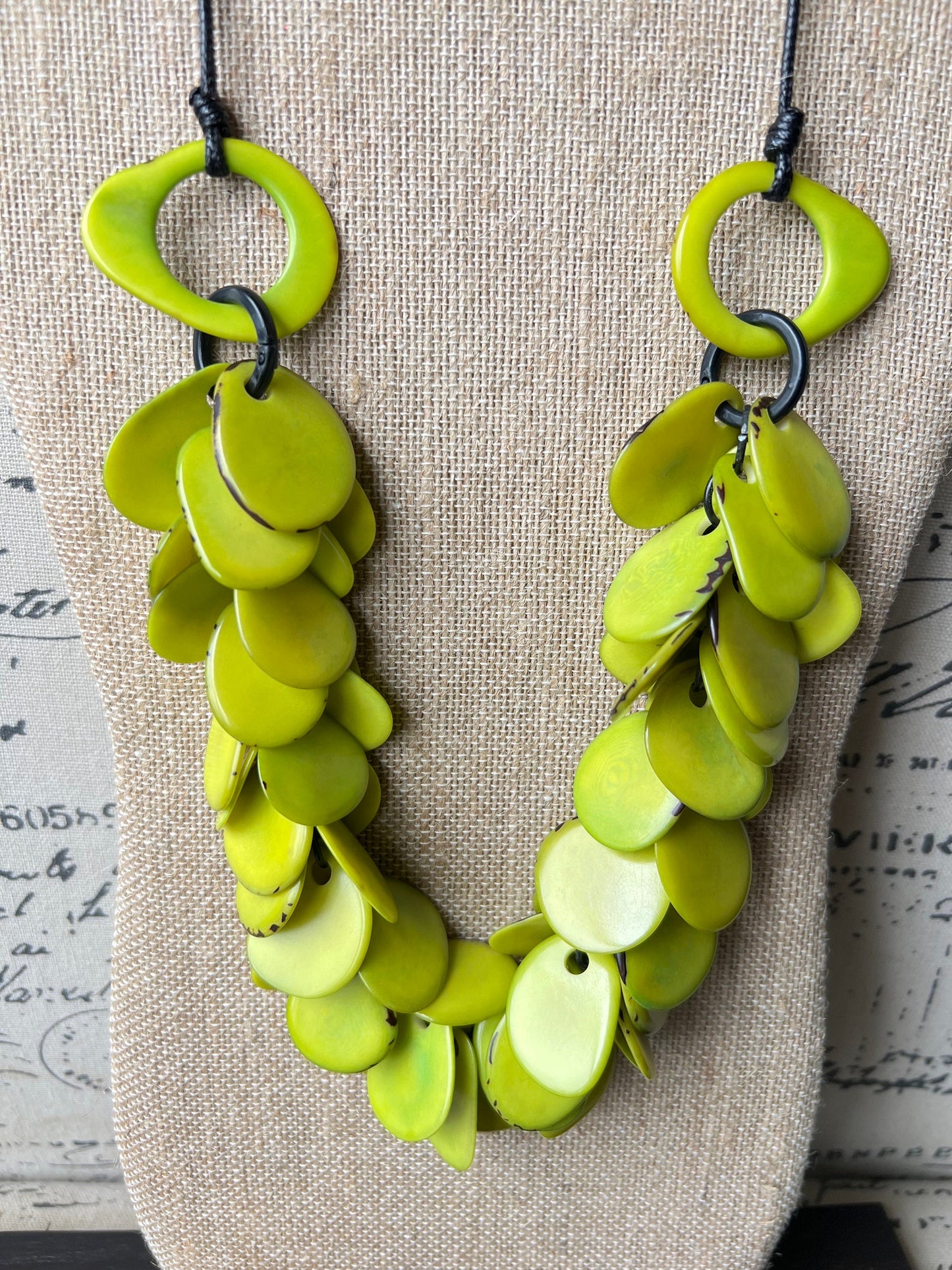 Green necklace for woman Tagua necklace Artsy necklaces Spring fashion trends Statement necklace for women chunky Mothers day gifts