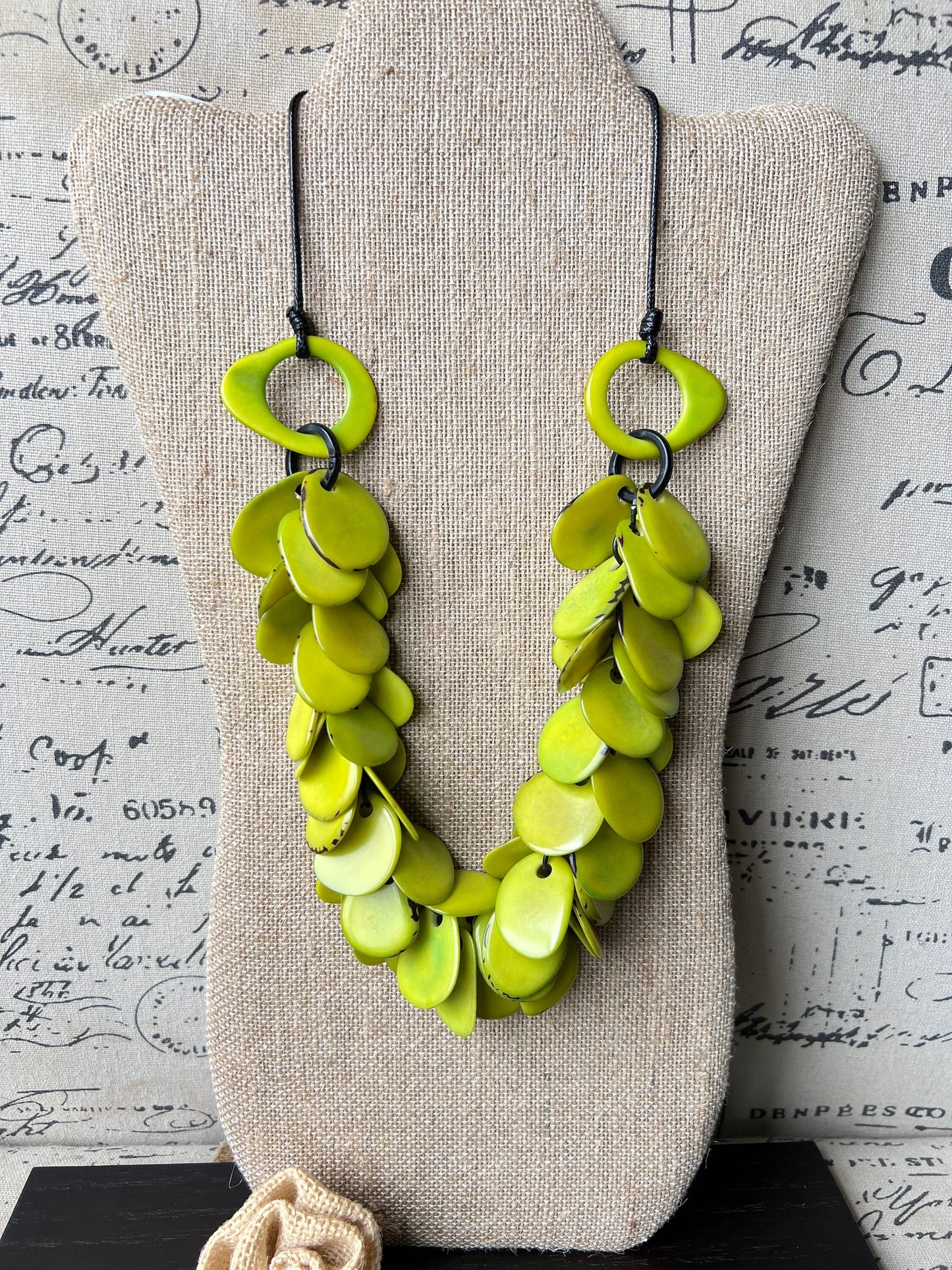 Green necklace for woman Tagua necklace Artsy necklaces Spring fashion trends Statement necklace for women chunky Mothers day gifts