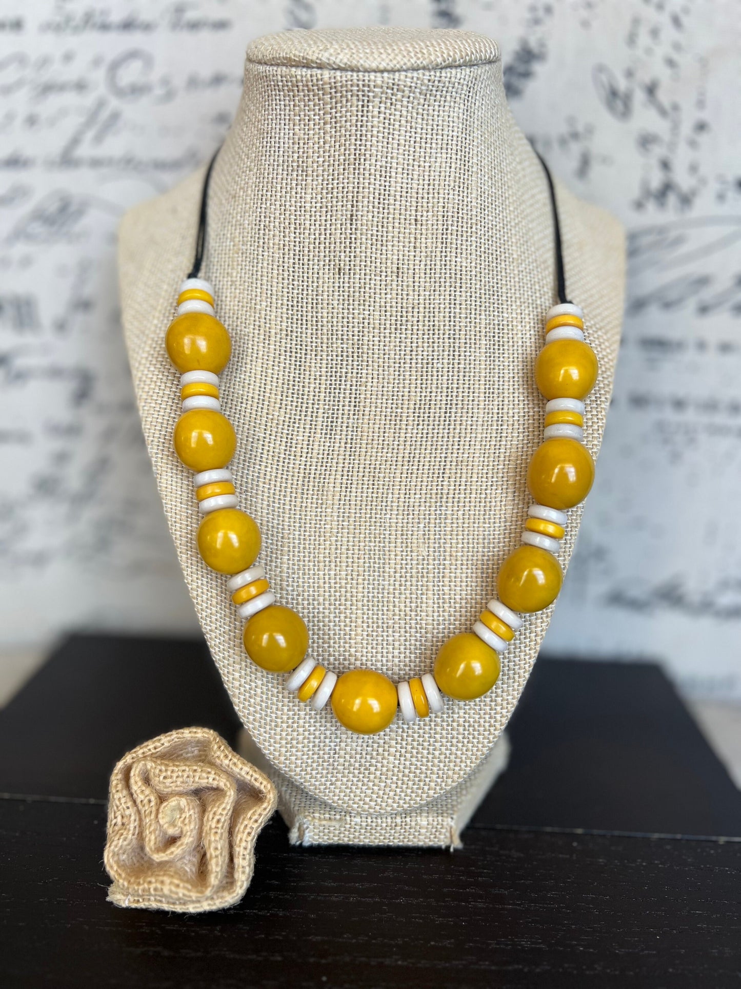 Yellow statement necklace with bubblegum beads Tagua nut jewelry Big bold chunky necklaces Spring fashion 2025 Mothers day gifts for wife