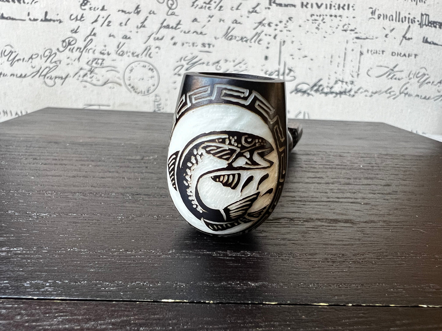 Trout fish wood pipe Tagua smoking small pipe Sacred smoking pipe Ceremonial pipe Shamanic healing Smoking herbs accessories Gifts for men