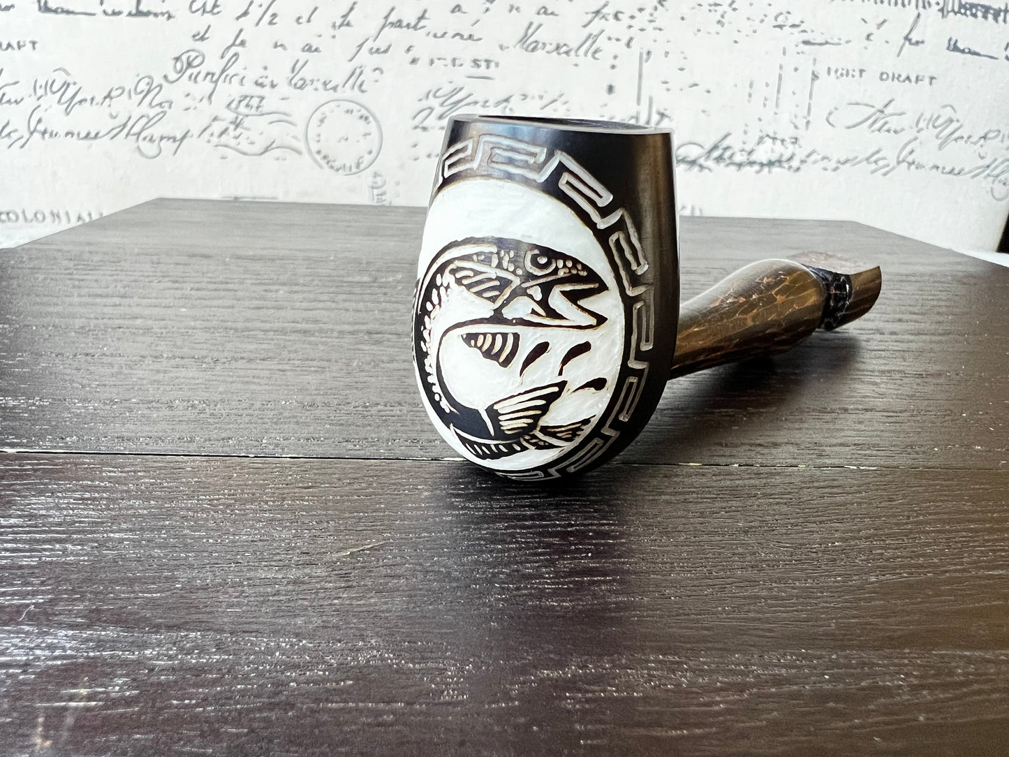 Trout fish wood pipe Tagua smoking small pipe Sacred smoking pipe Ceremonial pipe Shamanic healing Smoking herbs accessories Gifts for men