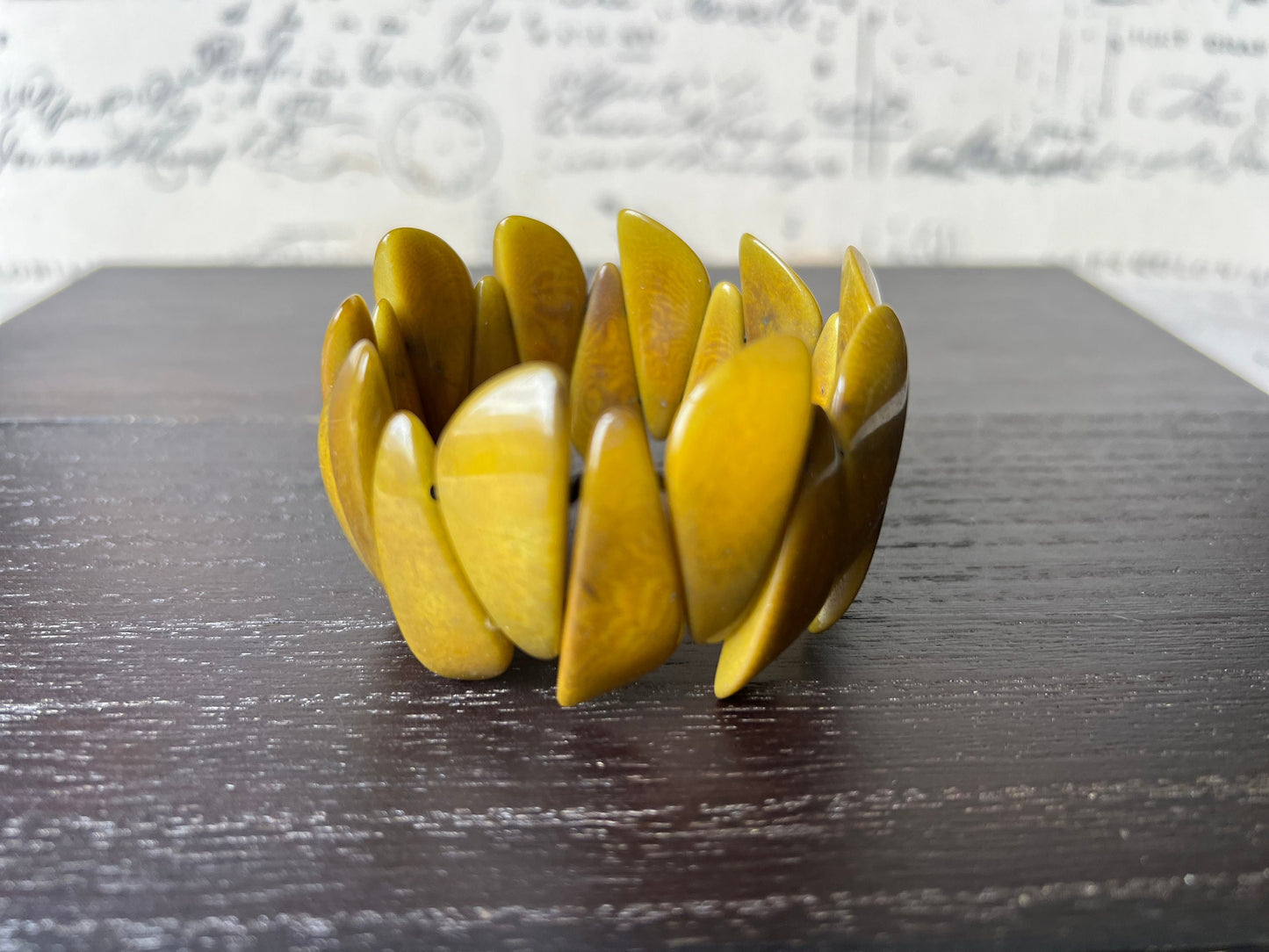 Olive green bracelets Tagua jewelry Beaded bracelets for women Art to wear Mothers day gift Spring fashion Stretch bead bracelet Artsy gift