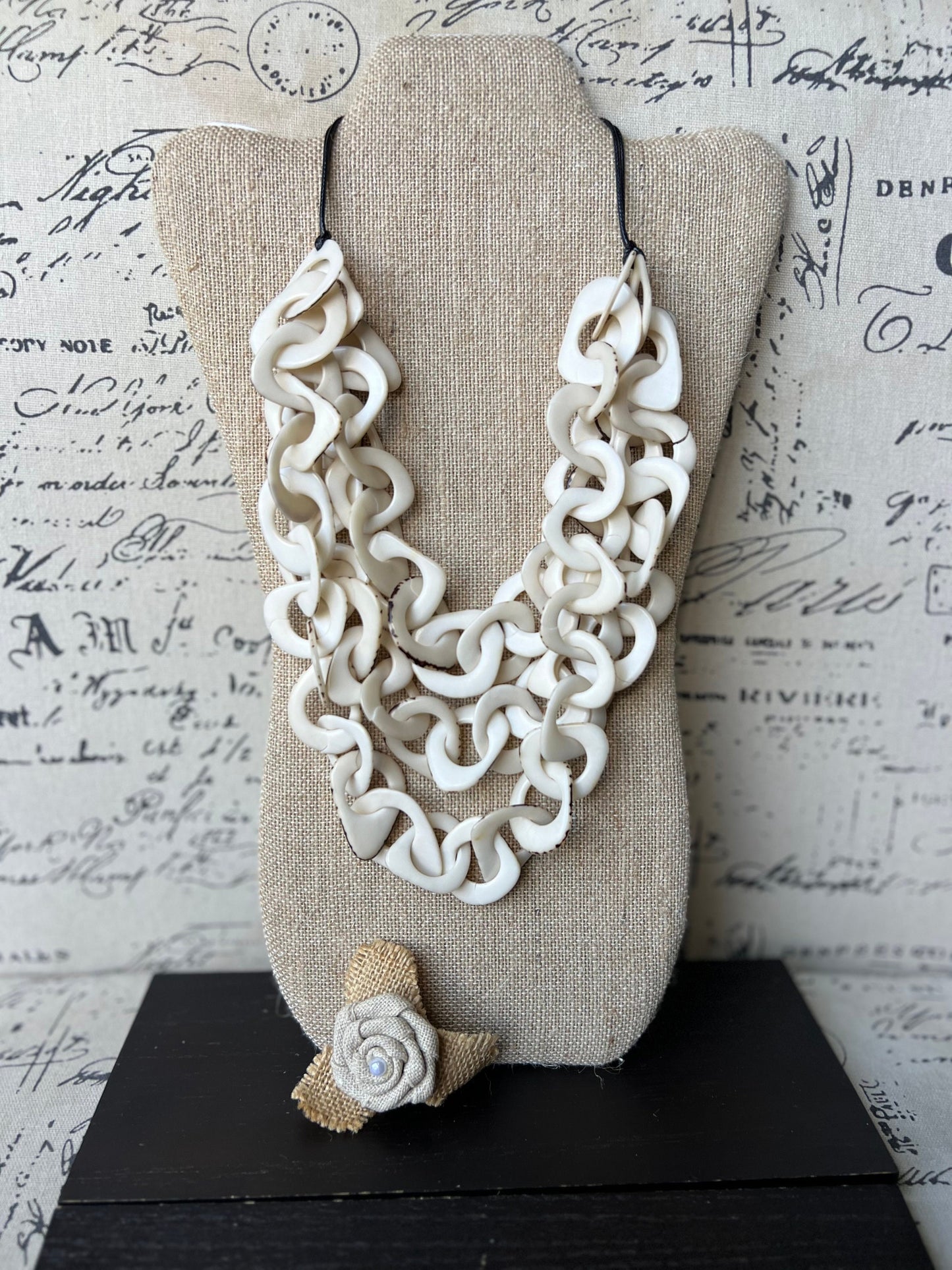 Ivory white necklace 14 year wedding anniversary gift for wife Tagua jewelry Spring fashion trends Wearable art Statement necklace for women
