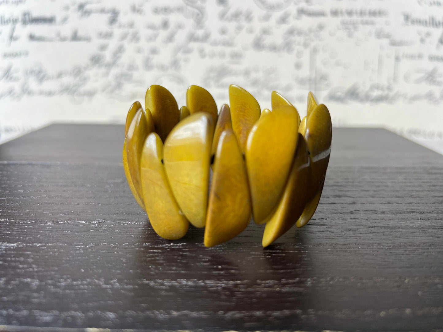 Olive green bracelets Tagua jewelry Beaded bracelets for women Art to wear Mothers day gift Spring fashion Stretch bead bracelet Artsy gift