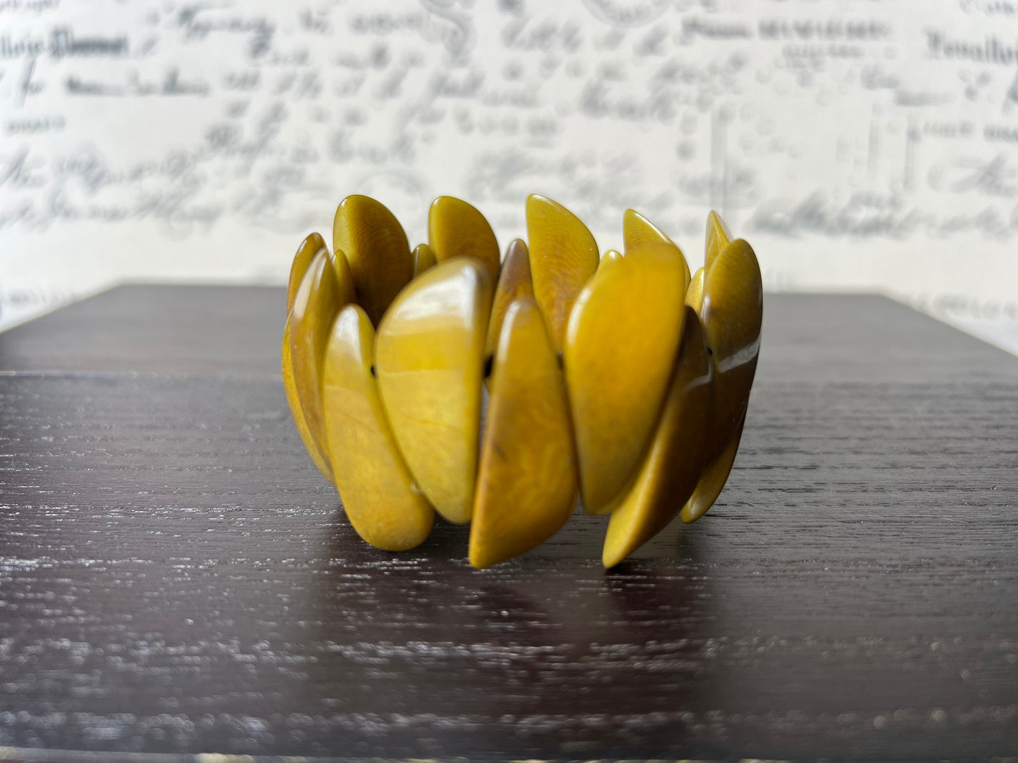 Olive green bracelets Tagua jewelry Beaded bracelets for women Art to wear Mothers day gift Fall fashion Stretch bead bracelet Artsy gift