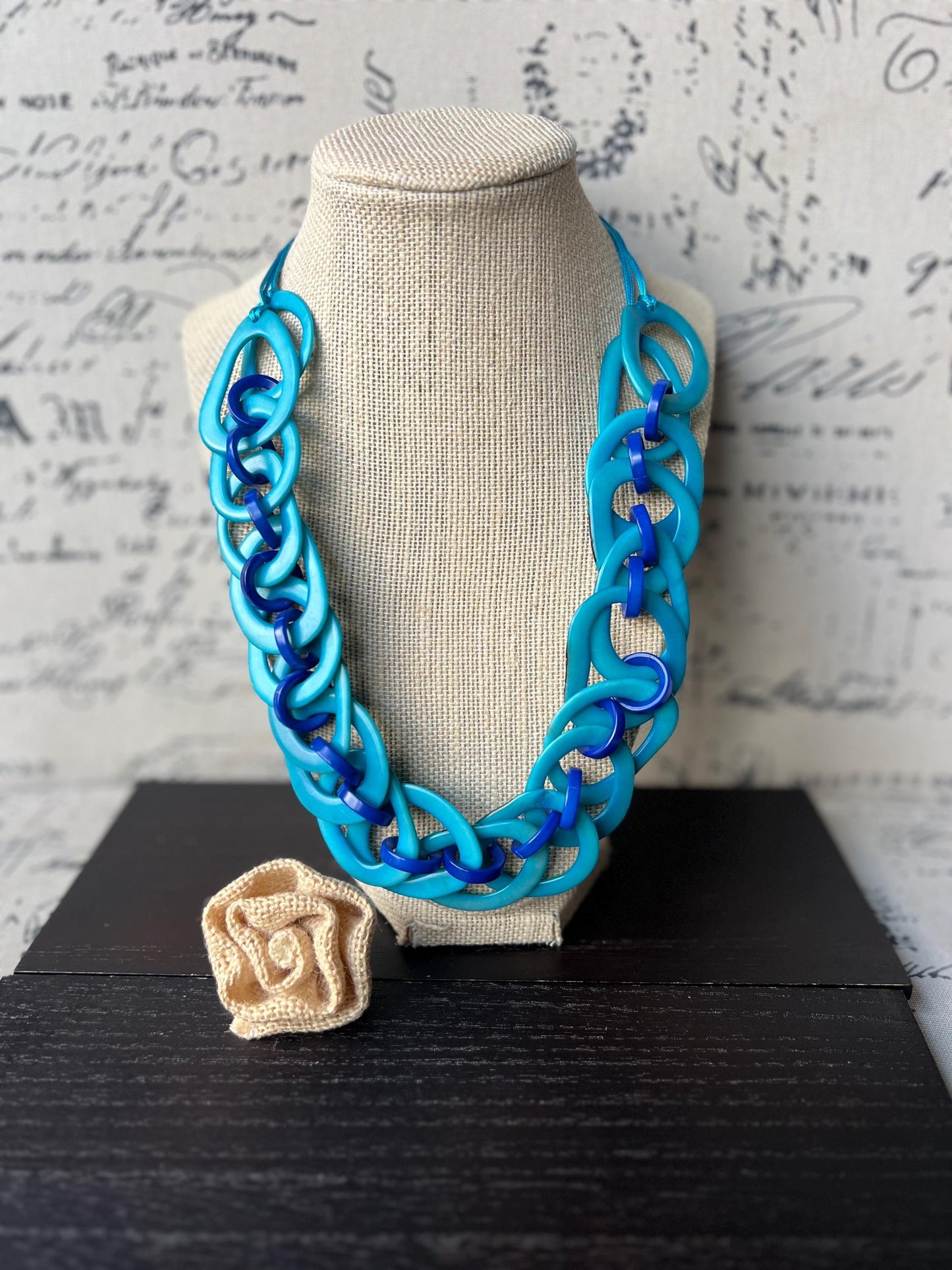Turquoise statement necklace Tagua jewelry Adjustable cord Big bold necklaces Summer fashion Wearable Art Handmade beaded necklace