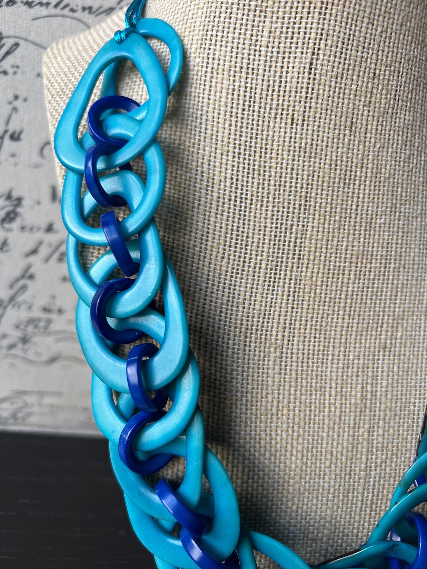 Turquoise statement necklace Tagua jewelry Adjustable cord Big bold necklaces Summer fashion Wearable Art Handmade beaded necklace